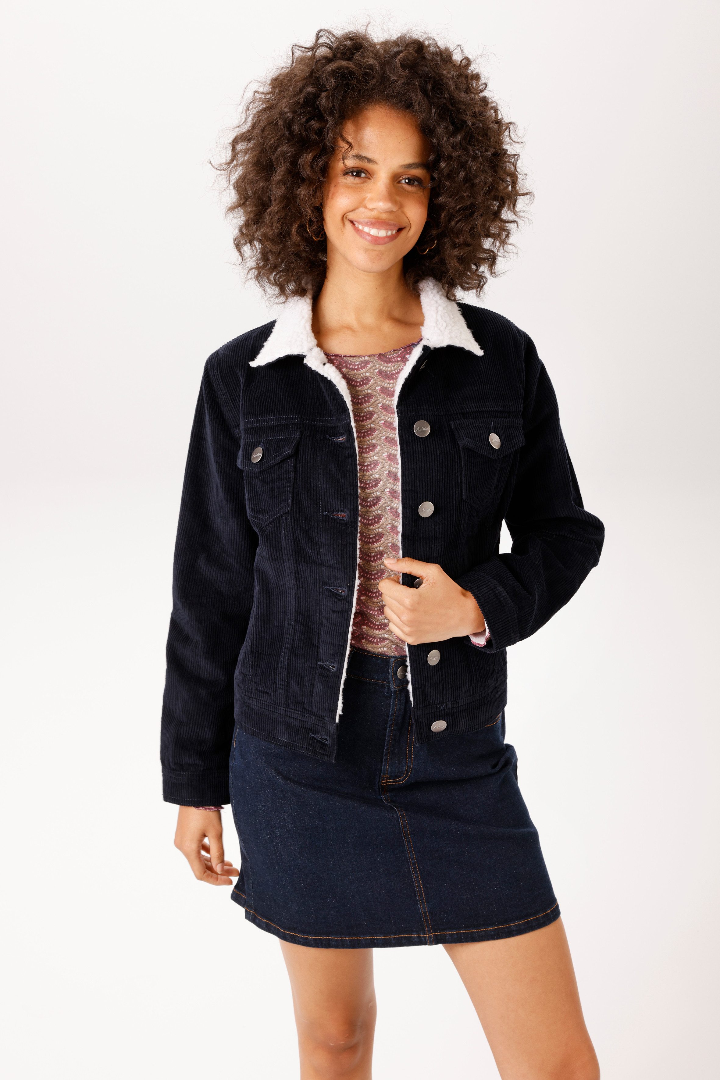 Aniston CASUAL Cordjacke mit weichem Teddy-Plüsch am Kragen - NEUE KOLLEKTION