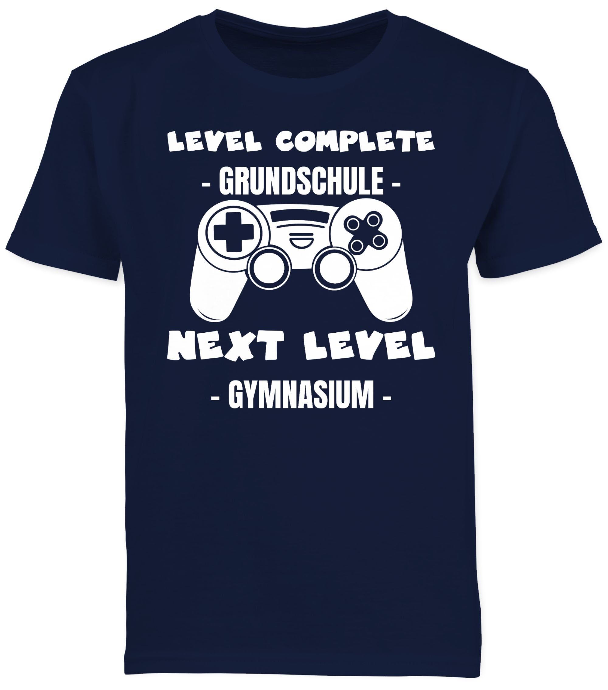 Shirtracer T-Shirt Level complete - next level Gymnasium weiß (1-tlg) Einschulung Junge Schulanfang Geschenke