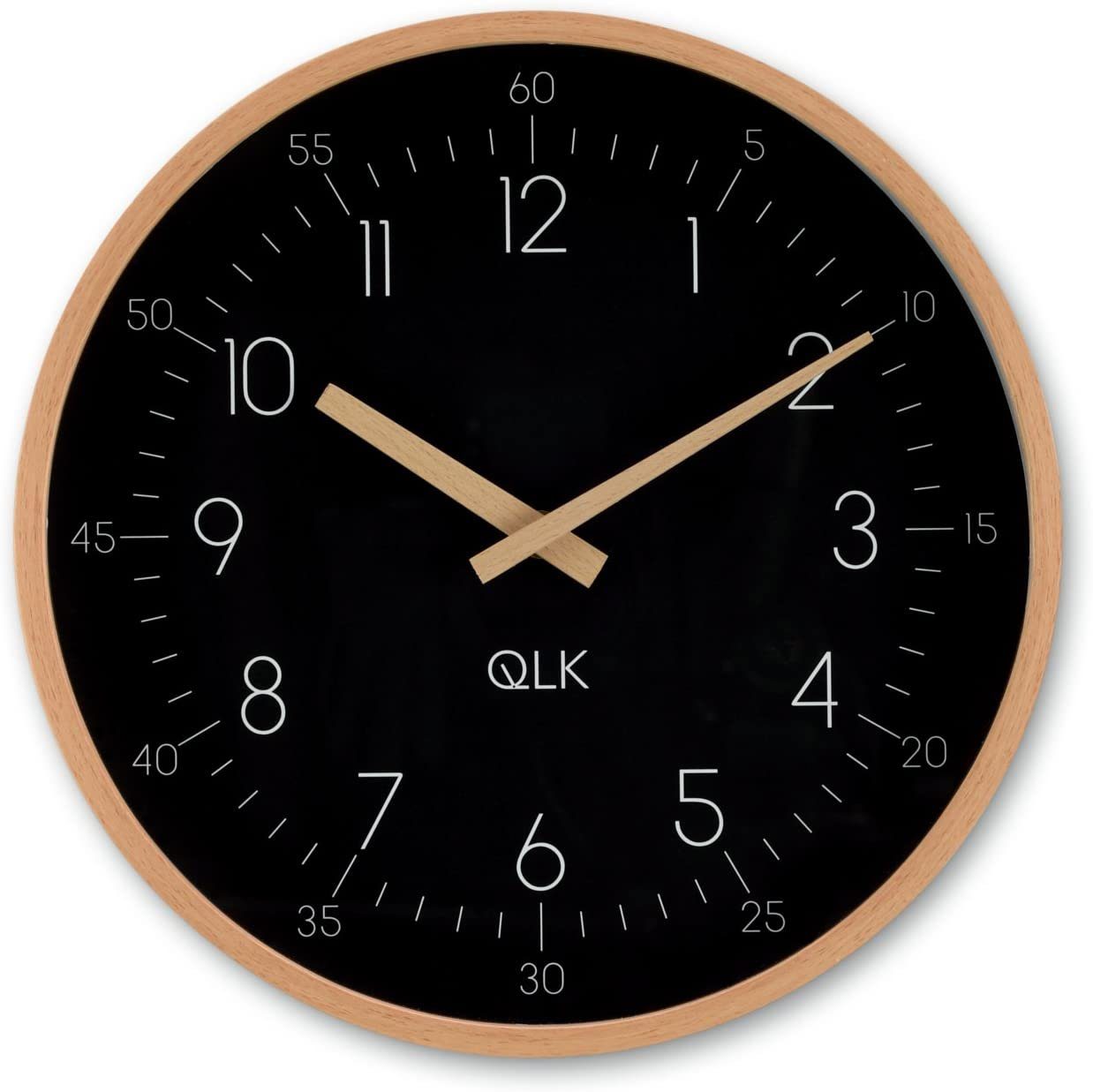 Wanduhr schwarz Slight Moderne Design Uhr mit Holzrahmen und Zeigern, Ø31cm