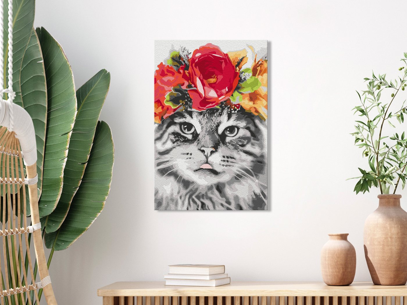 Thumbnail - Artgeist Malen nach Zahlen Cat With Flowers