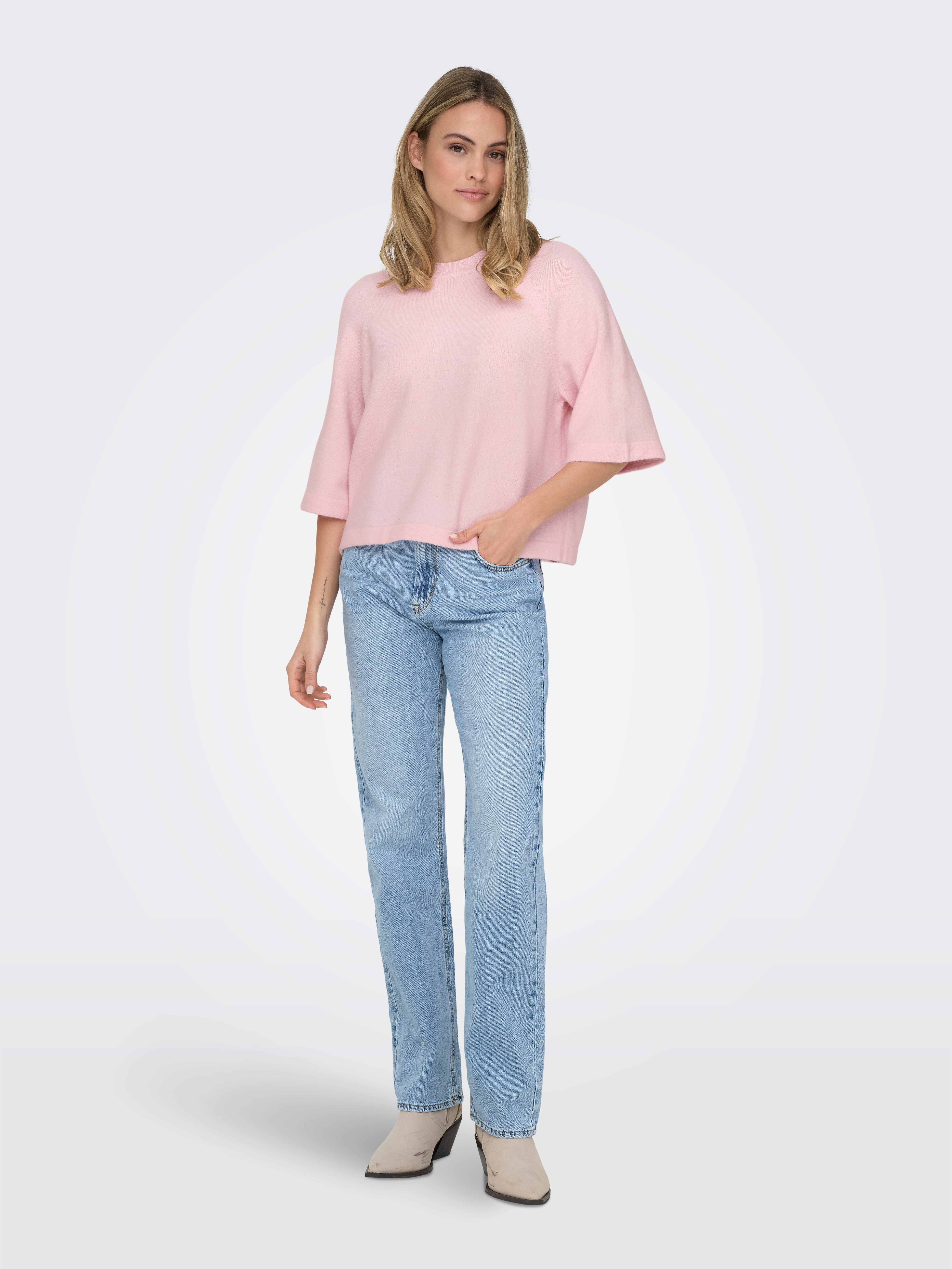 ONLY Strickpullover ONLSIMONI 3/4 PULLOVER KNT NOOS Materialmix, regular fit