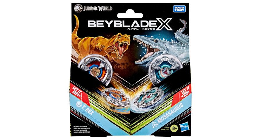 Hasbro Kreisel Beyblade X Jurassic World T. Rex vs. Mosasaurus, 2 Takara Tomy Wettkam