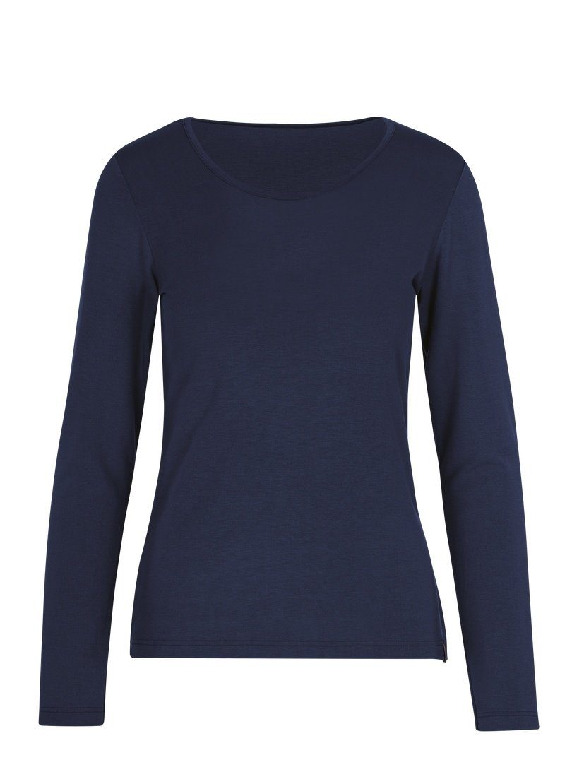 Langarm TRIGEMA aus Longsleeve Trigema Viskose navy Shirt