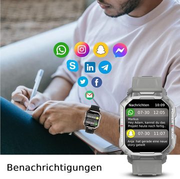 Deunis Smartwatch (1,83 Zoll, Android iOS), Herren Sportuhr mit Telefonfunktion Schlafmonitor Schrittzähler