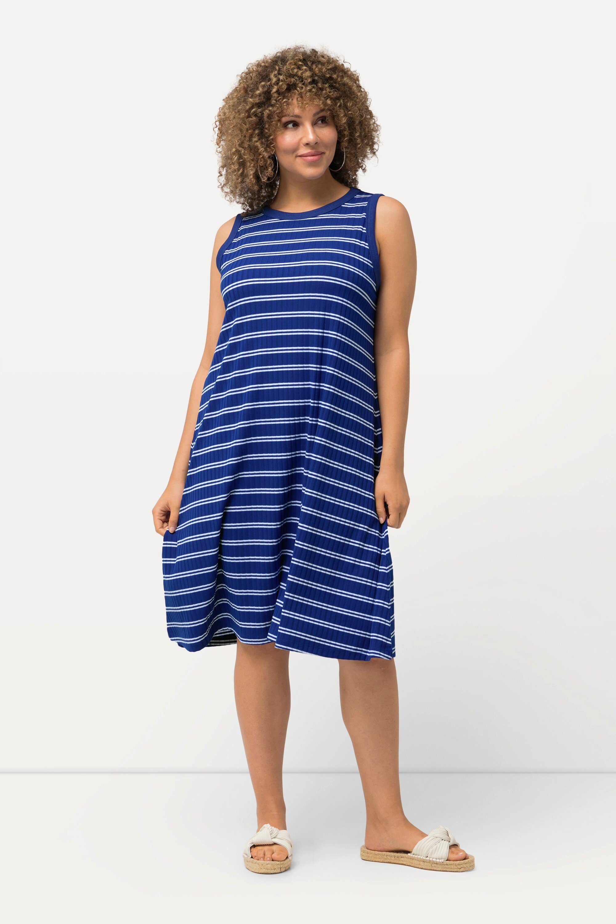 Ulla Popken Jerseykleid Midikleid Rippjersey A-Linie günstig online kaufen