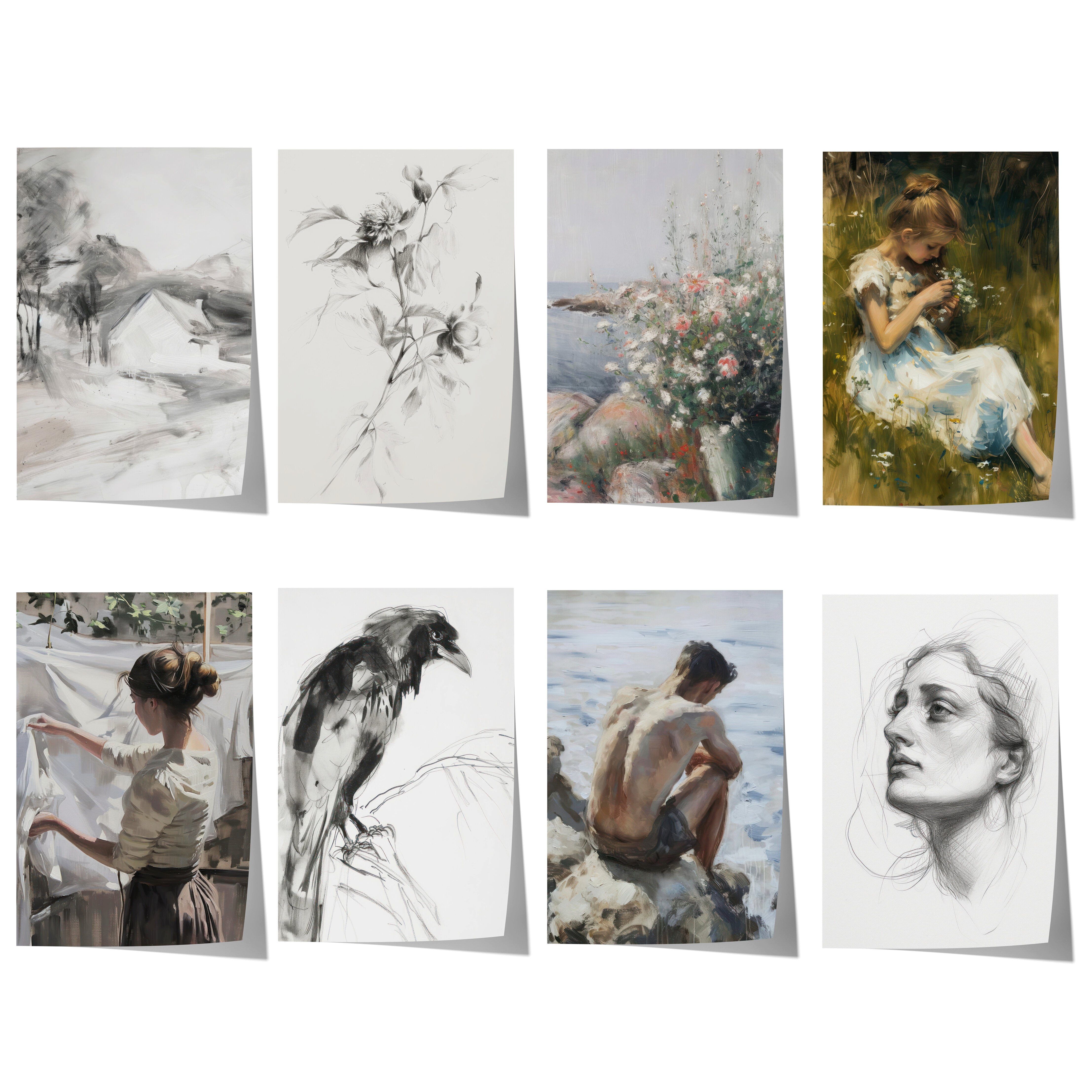 JUSTGOODMOOD Poster Moderne Vintage Kunst Geschenkidee Blumen Porträt Landschaft Klassisch, G (1 St)