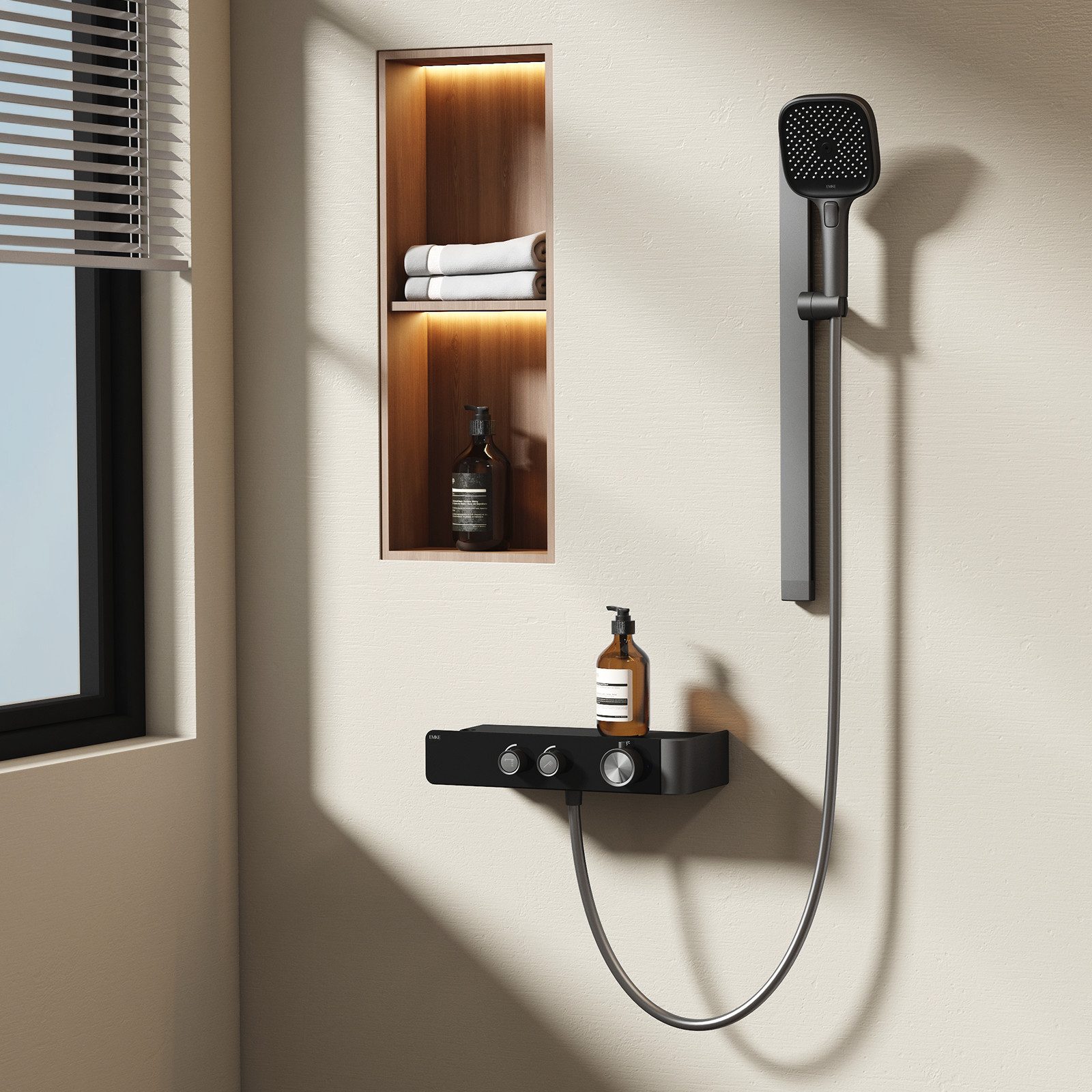 EMKE Duschsystem mit Thermostat Regendusche Handbrause günstig online kaufen