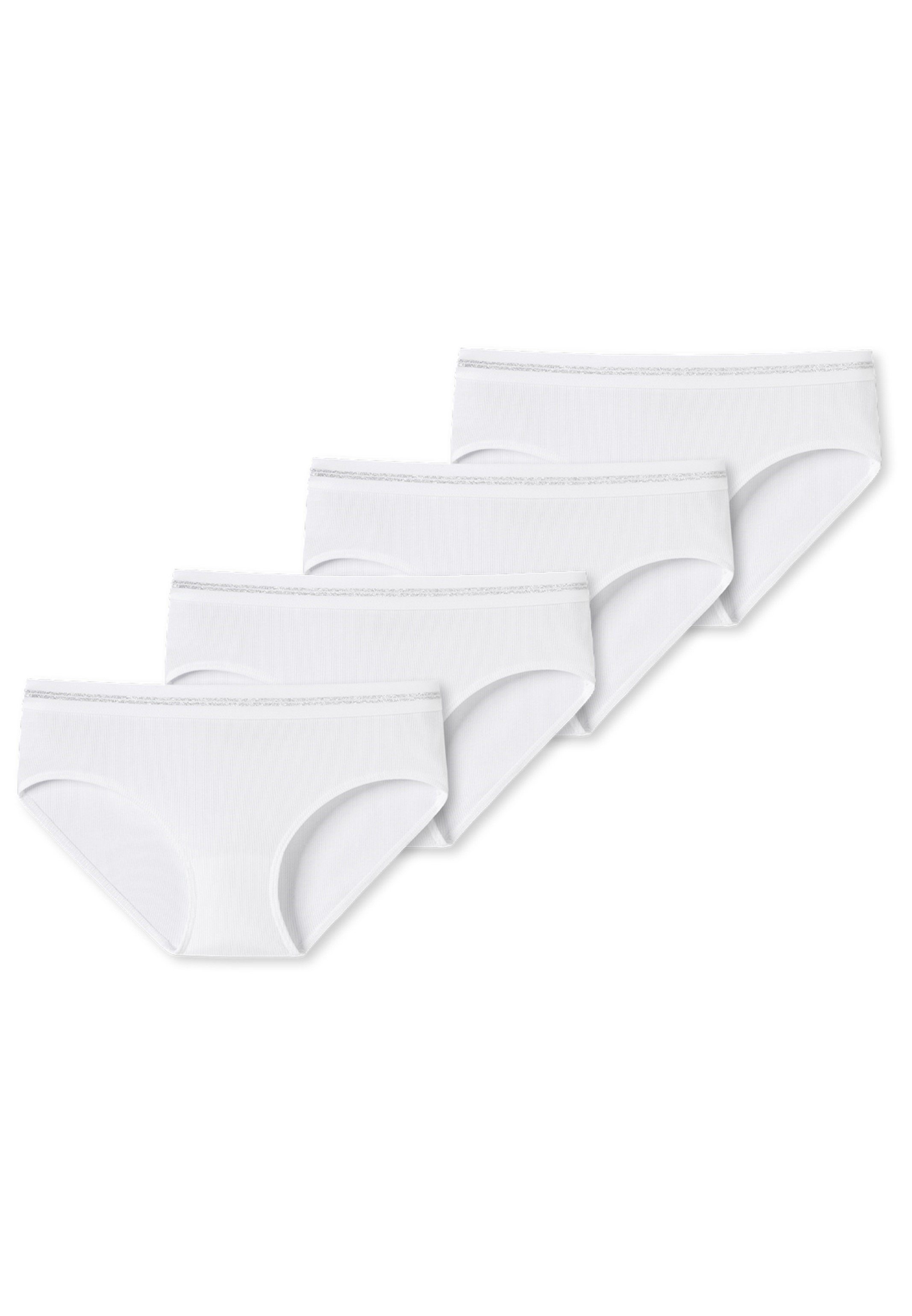 schimmernden mit Panty Panty Long Cotton Fäden Teens Baumwolle - - Schiesser Life Lurex Webgummibund 4er Pack (Spar-Set, Girls 4-St) Weiß