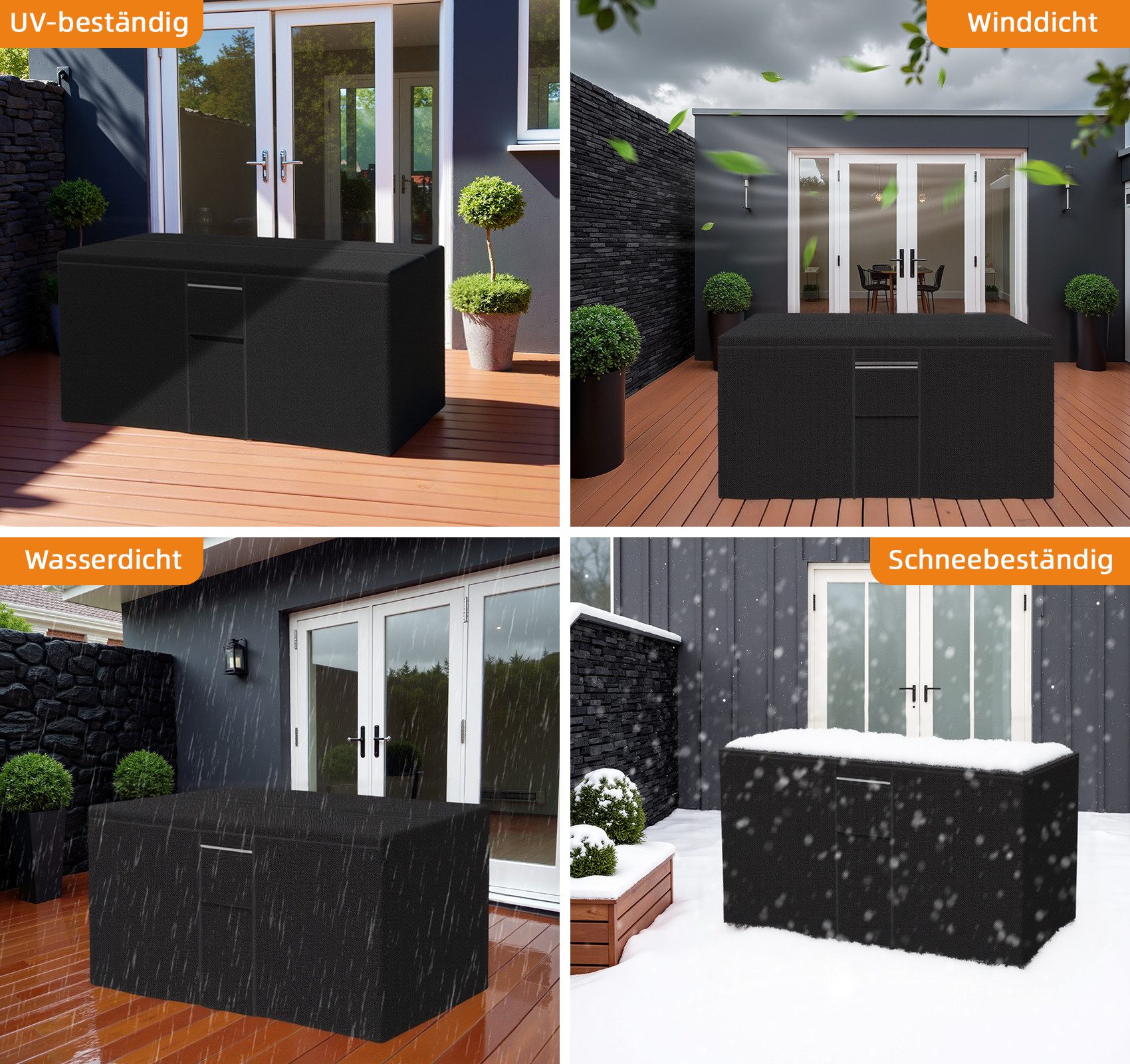 ElitVita Gartenmöbel-Schutzhülle Gartenmöbel Abdeckung Wasserdicht Winterfest, 600D Oxford Gewebe (1-St), mit Belüftungslöcher, für Outdoor Gartentische Terrassenmöbel