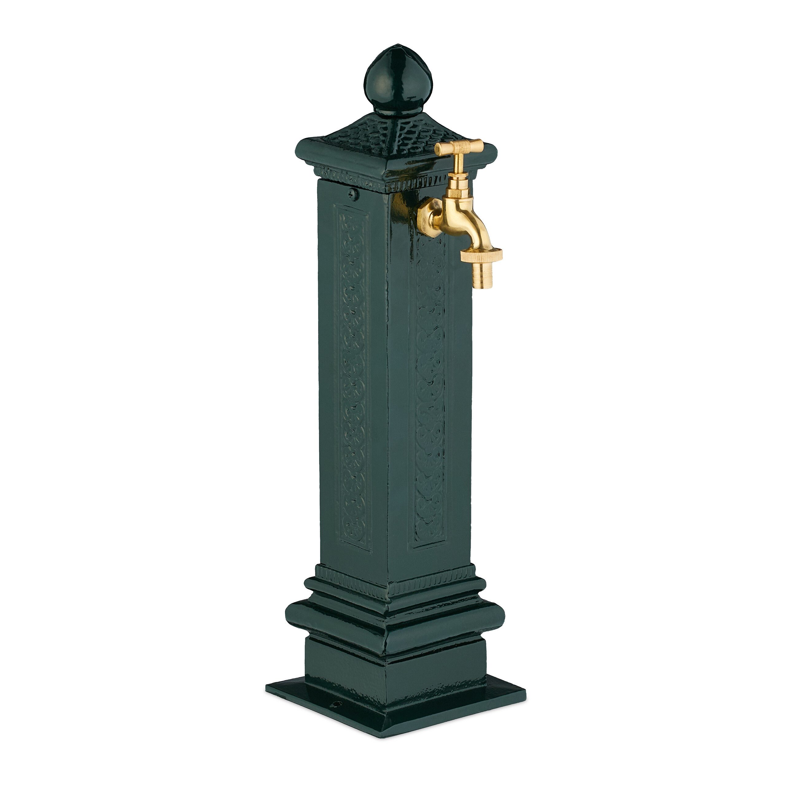 relaxdays Gartenbrunnen Standbrunnen antik 47 cm, 14 cm Breite, (1 tlg), grün