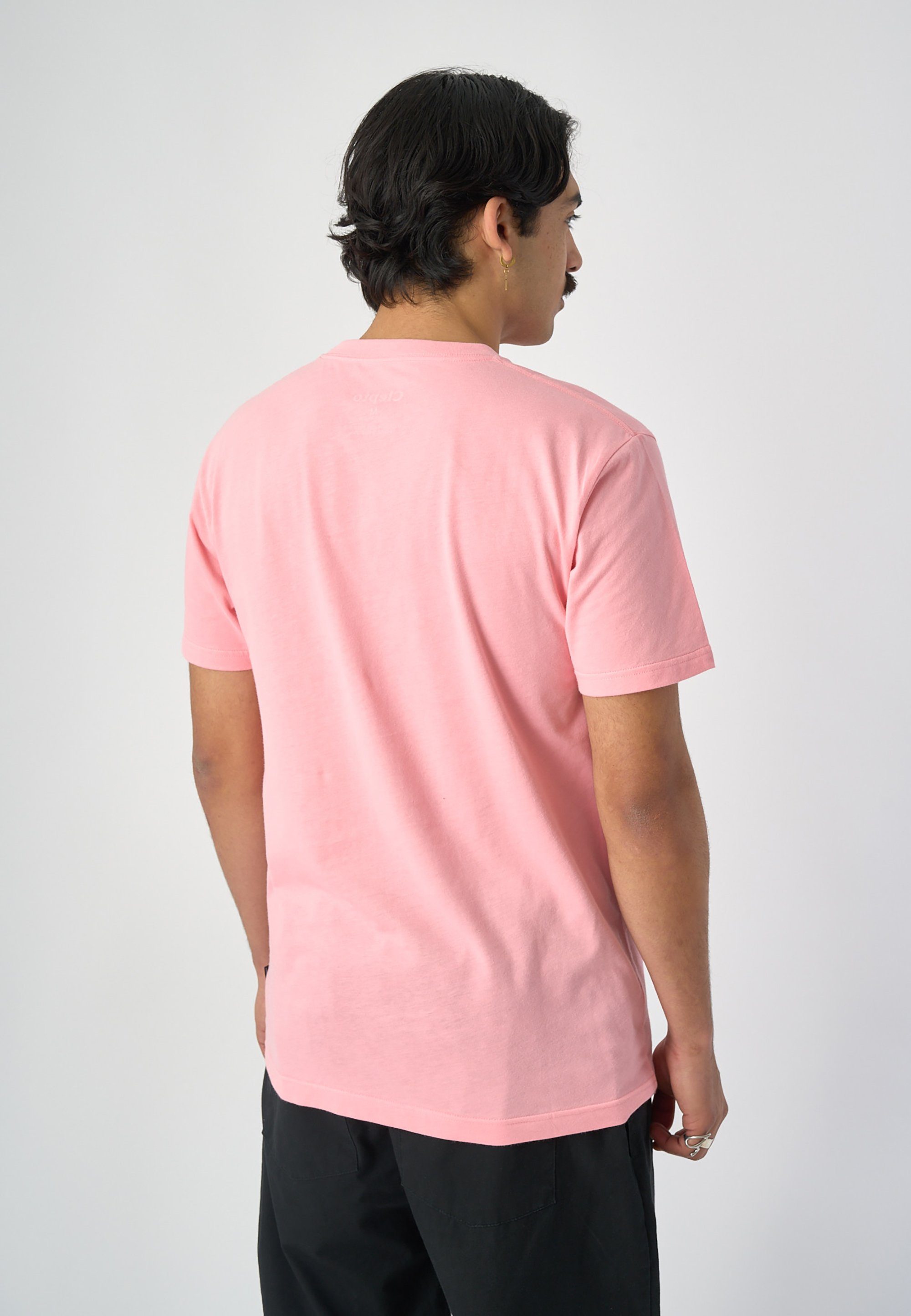 mit Logo-Stickerei Ligull T-Shirt rosa (1-tlg) kleiner Cleptomanicx Regular