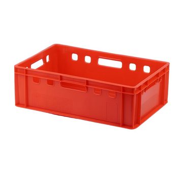 Logiplast Transportbehälter 7 E2 Kisten mit einem Transportrollen in rot, (Spar-Set, 7 Stück), Lebensmittelecht und stapelbar (Kiste), leicht zu reinigen, robust