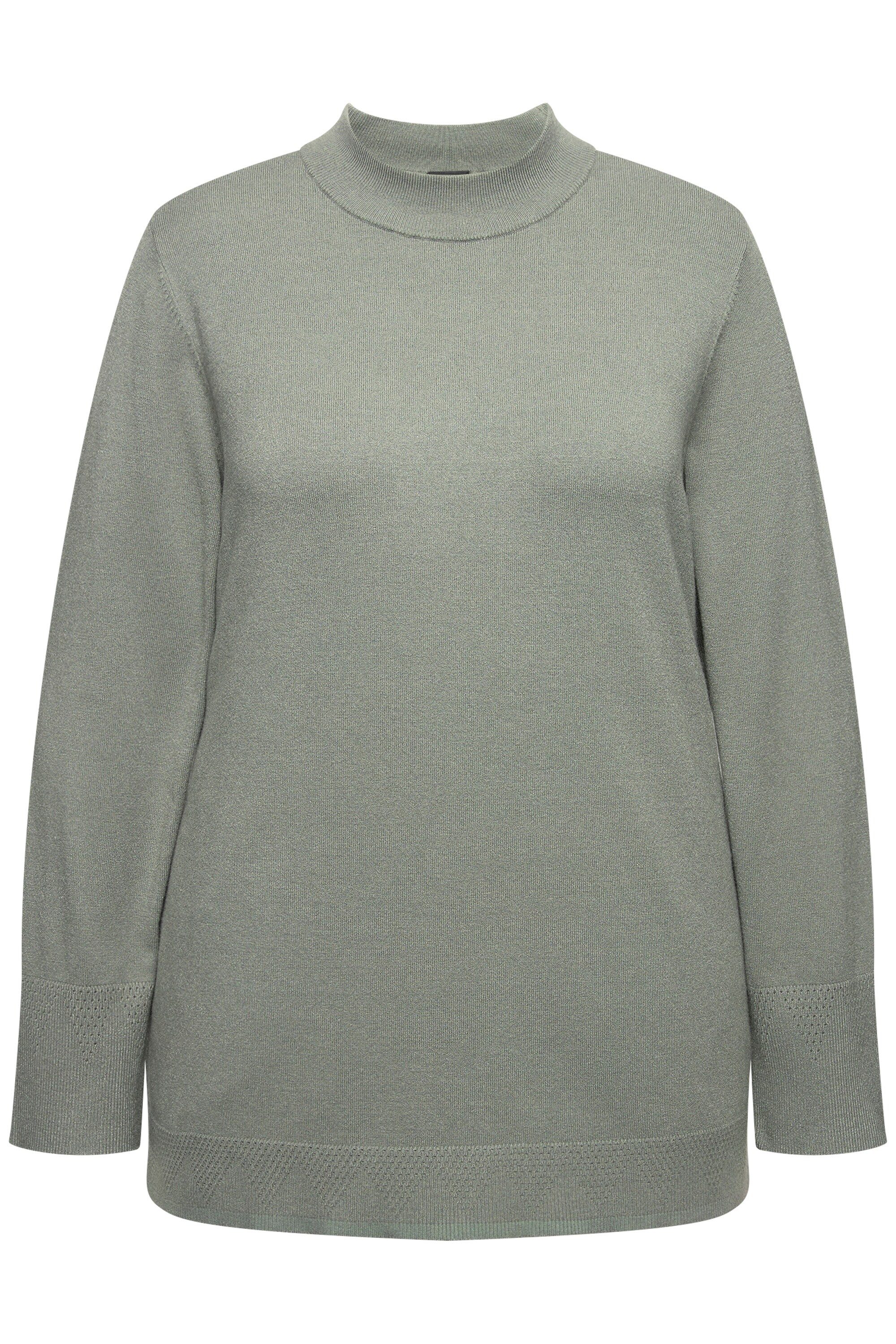 Ulla Popken Strickpullover Pullover Stehkragen Langarm Rippbündchen günstig online kaufen