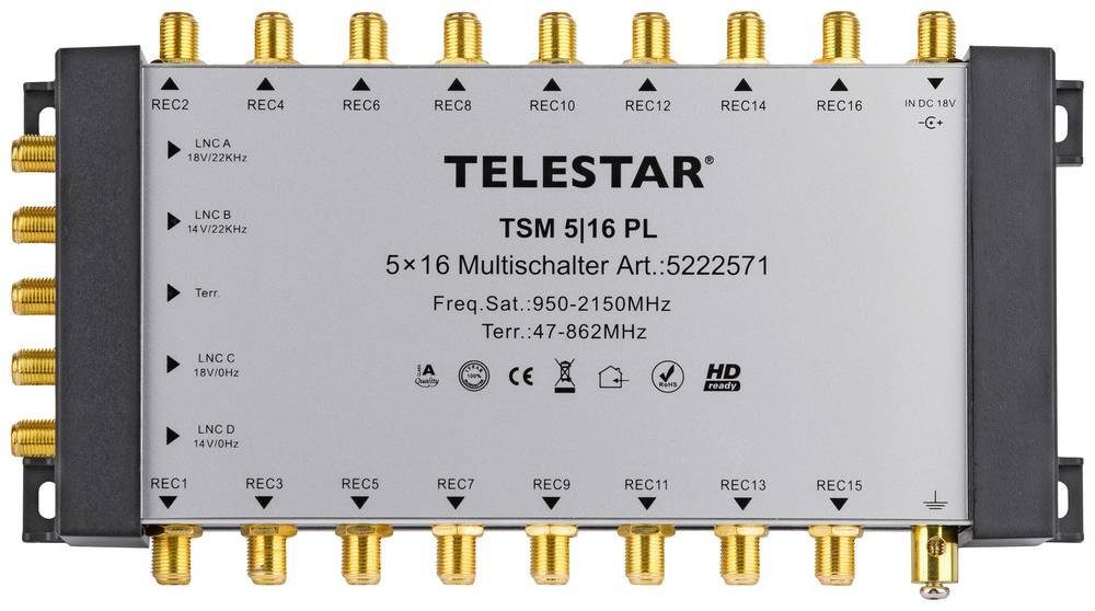 TELESTAR TSM 5/8 Multischalter - SAT & DVB-T2 Für 8 Teilnehmer