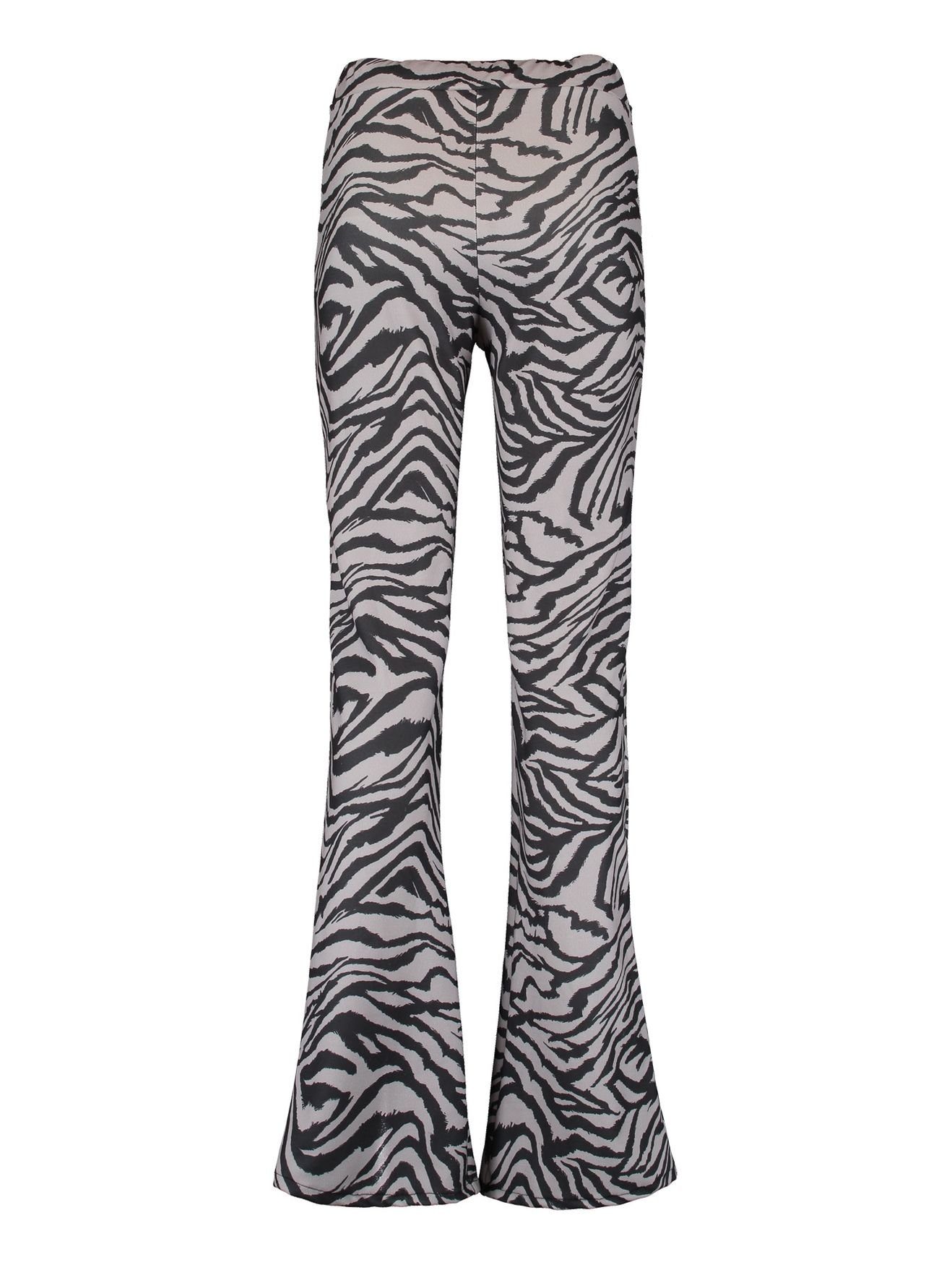 HaILY\'S Stoffhose in Sinka Print Leggings Grau Bootcut Animal Hose Flared Stoff Zebra 5073