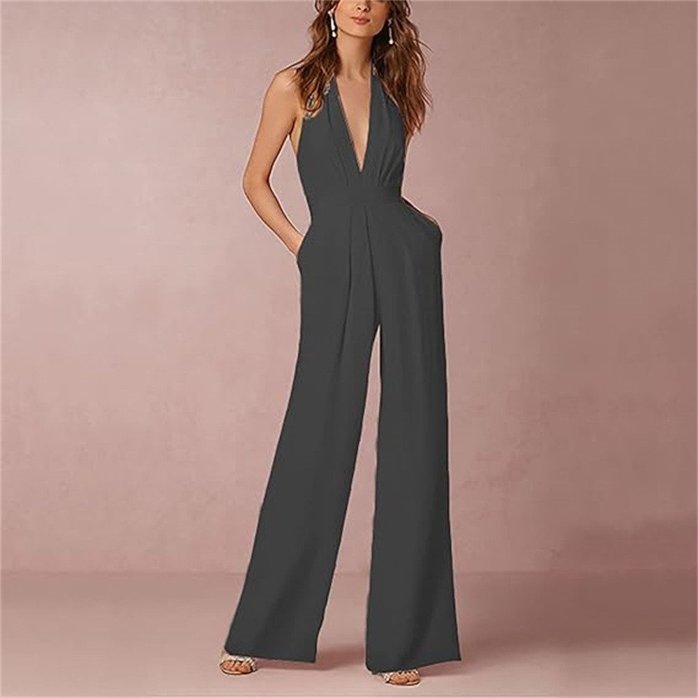 AFAZ New Trading UG Jumpsuit Sommer-Overall für Damen mit tiefem V-Ausschnitt und Neckholder-Kleid