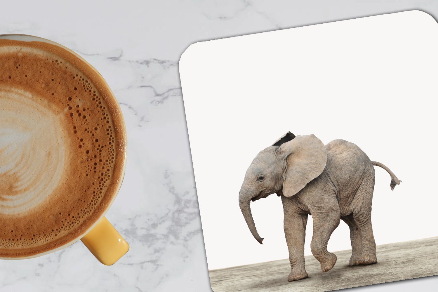 MuchoWow Glasuntersetzer Baby-Elefant Jungen, Tasse Mädchen Tiere - Glasuntersetzer, Untersetzer, Kinder - Tischuntersetzer, Zubehör Gläser, für Korkuntersetzer, - - 6-tlg