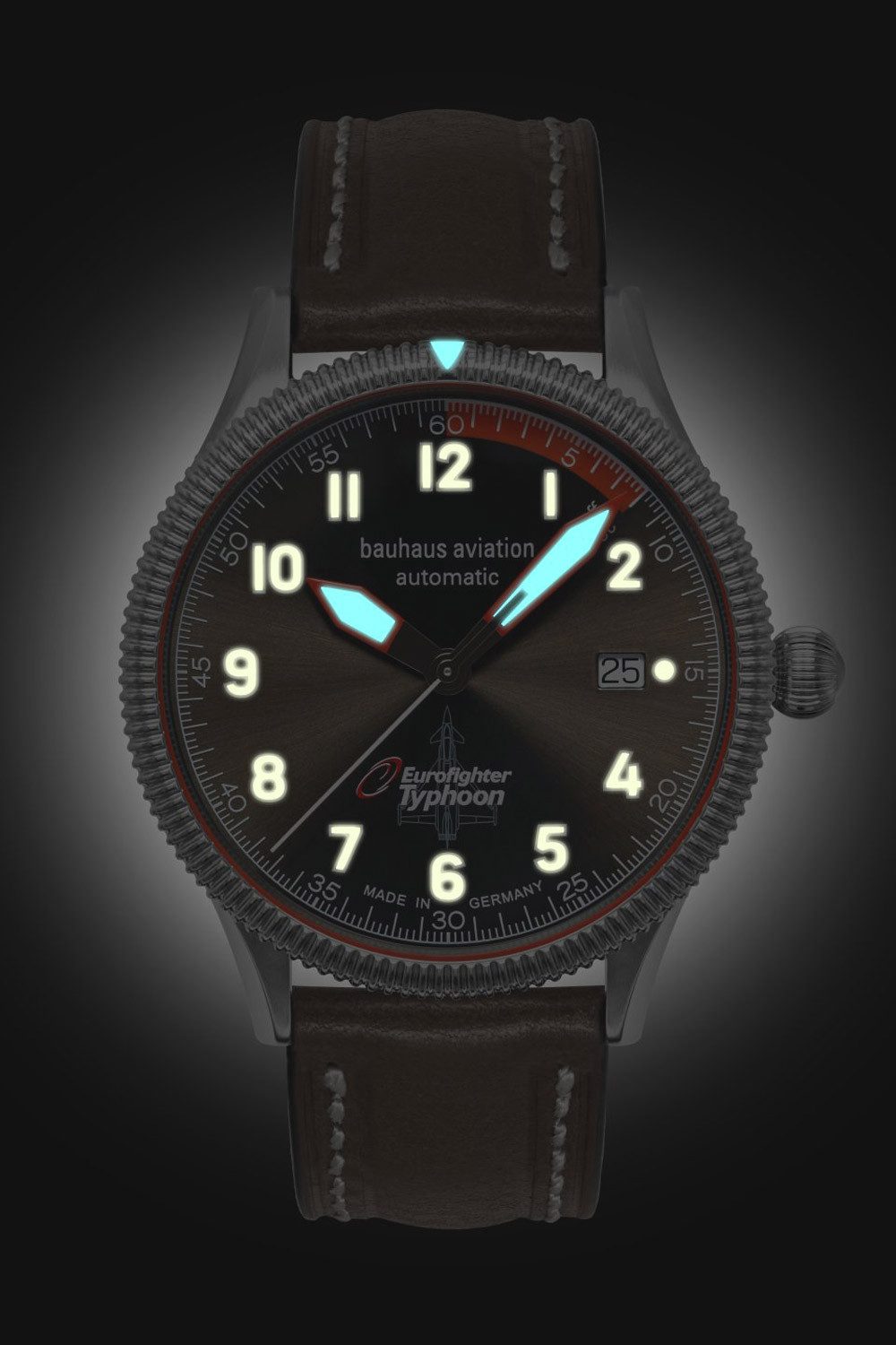 bauhaus Automatikuhr Aviation BHA Eurofighter Automatik Dunkelbraun