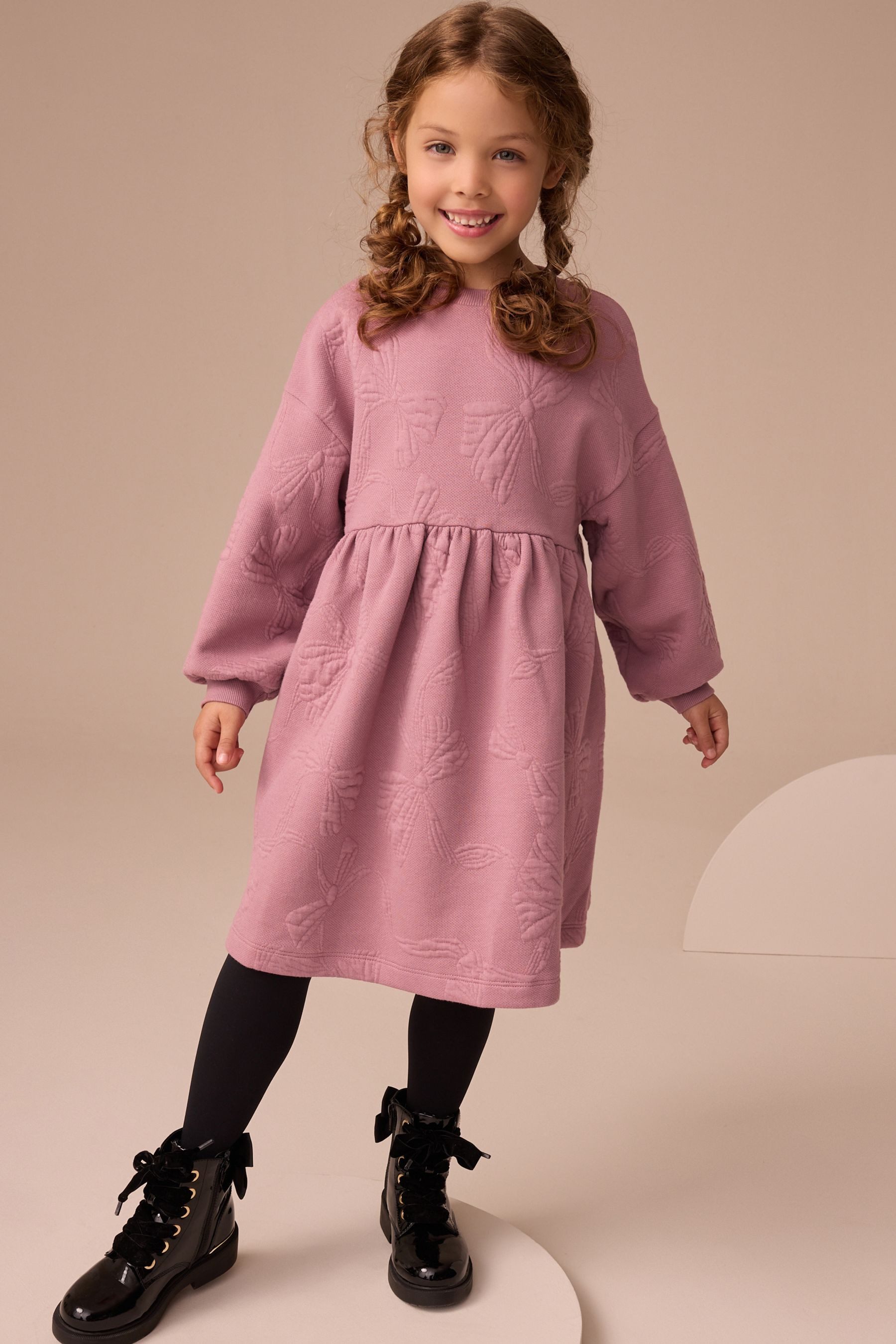 Next Strickkleid Gestepptes Pulloverkleid mit Schleife (1-tlg)