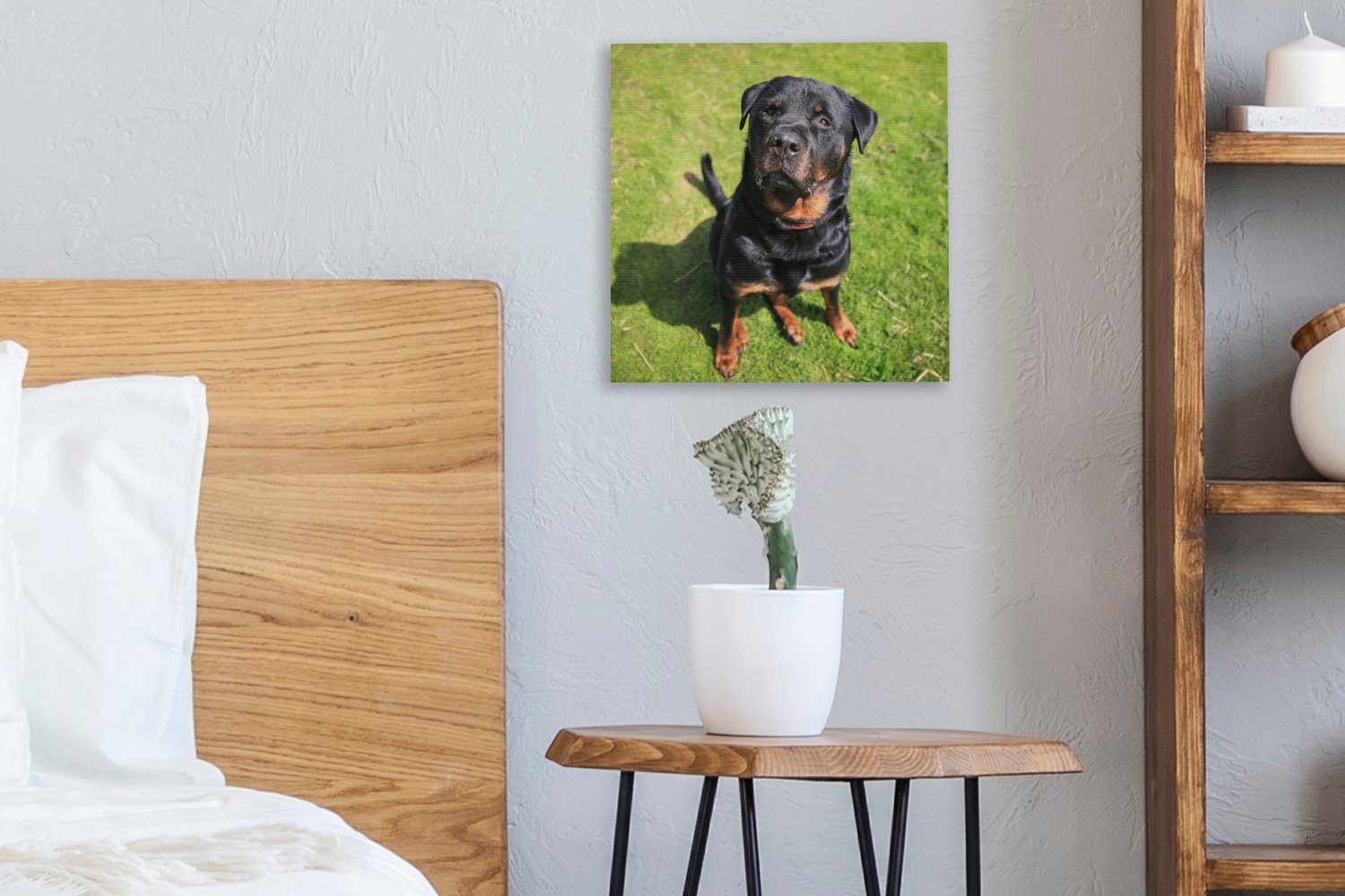 Bilder St), Wohnzimmer (1 für Schlafzimmer Rottweiler seinen OneMillionCanvasses® an, Leinwand Leinwandbild schaut Besitzer