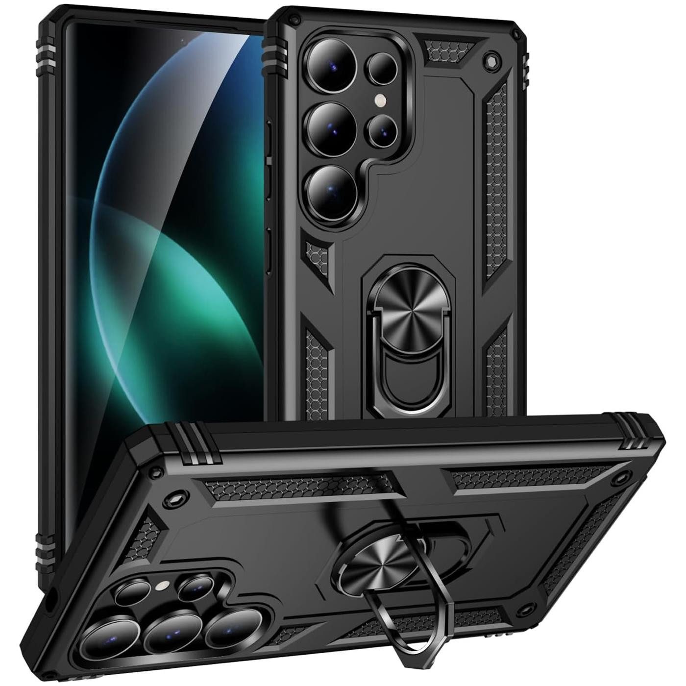CoolGadget Handyhülle Armor Shield Case für Samsung Galaxy S25 Ultra 6,9 Zoll, Outdoor Cover mit Magnet Ringhalterung Hülle für Samsung S25 Ultra
