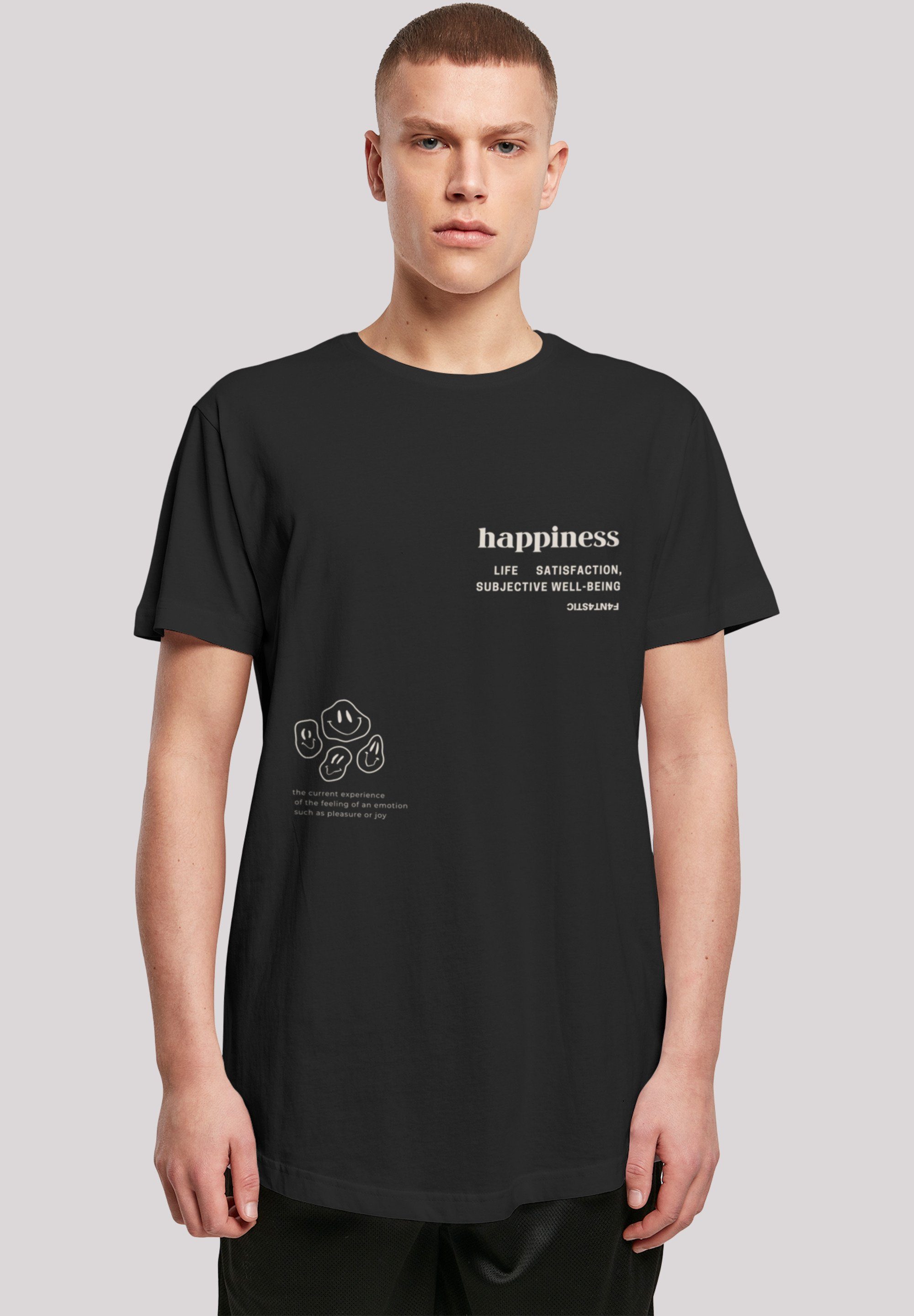 TEE T-Shirt happiness F4NT4STIC LONG schwarz Print