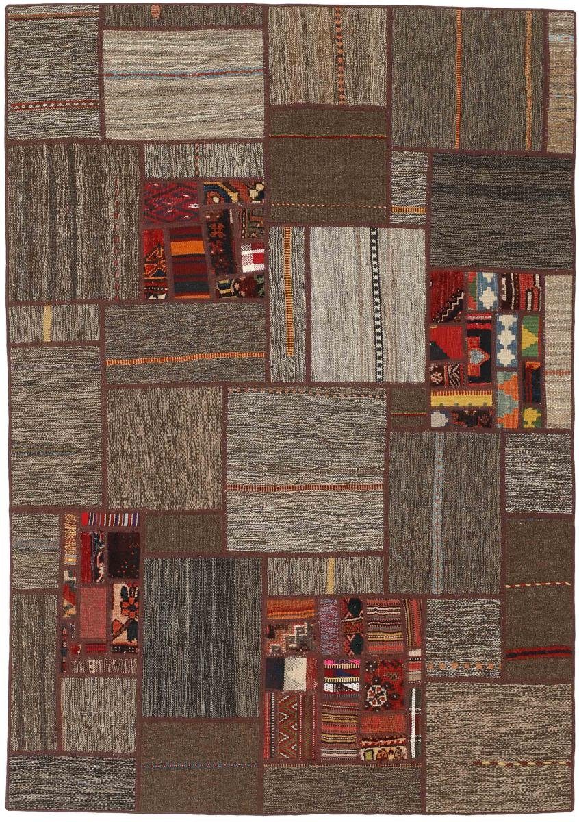 Orientteppich Kelim Patchwork 139x201 Handgewebter Orientteppich / Perserteppich, Nain Trading, rechteckig, Höhe: 4 mm | Kurzflor-Teppiche