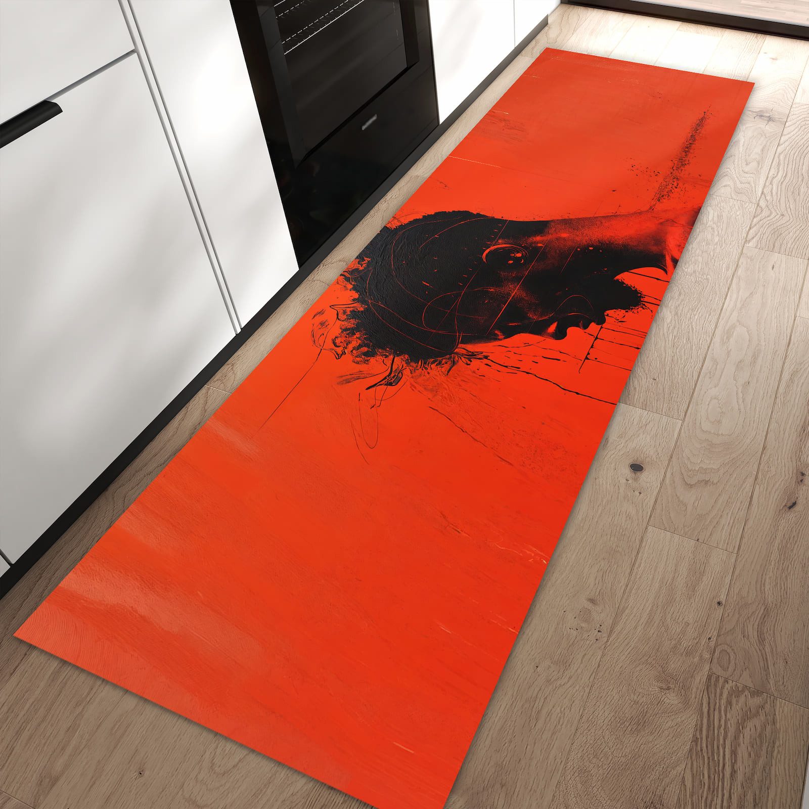 Primedeco Teppich Küchenteppich Dunkelrotes Profil PVC rutschfest abwaschbar Läufer, Rechteckig, Höhe: 3 mm, Pflegeleicht & Wasserabweisend