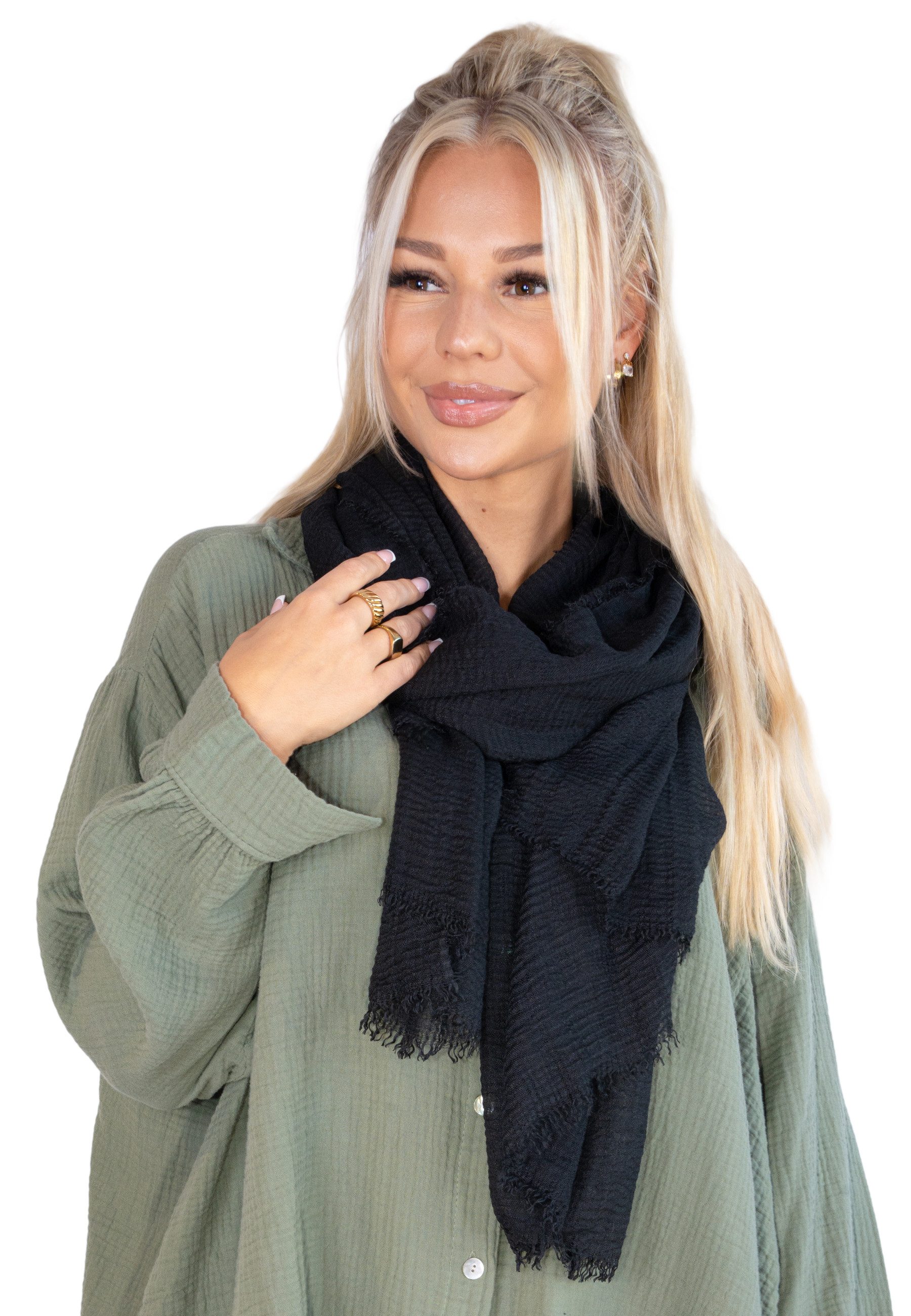 Seasons of April Schal Isabella Schal, Dünner, leichter und weicher Uni Damen Schal in gewellter Struktur