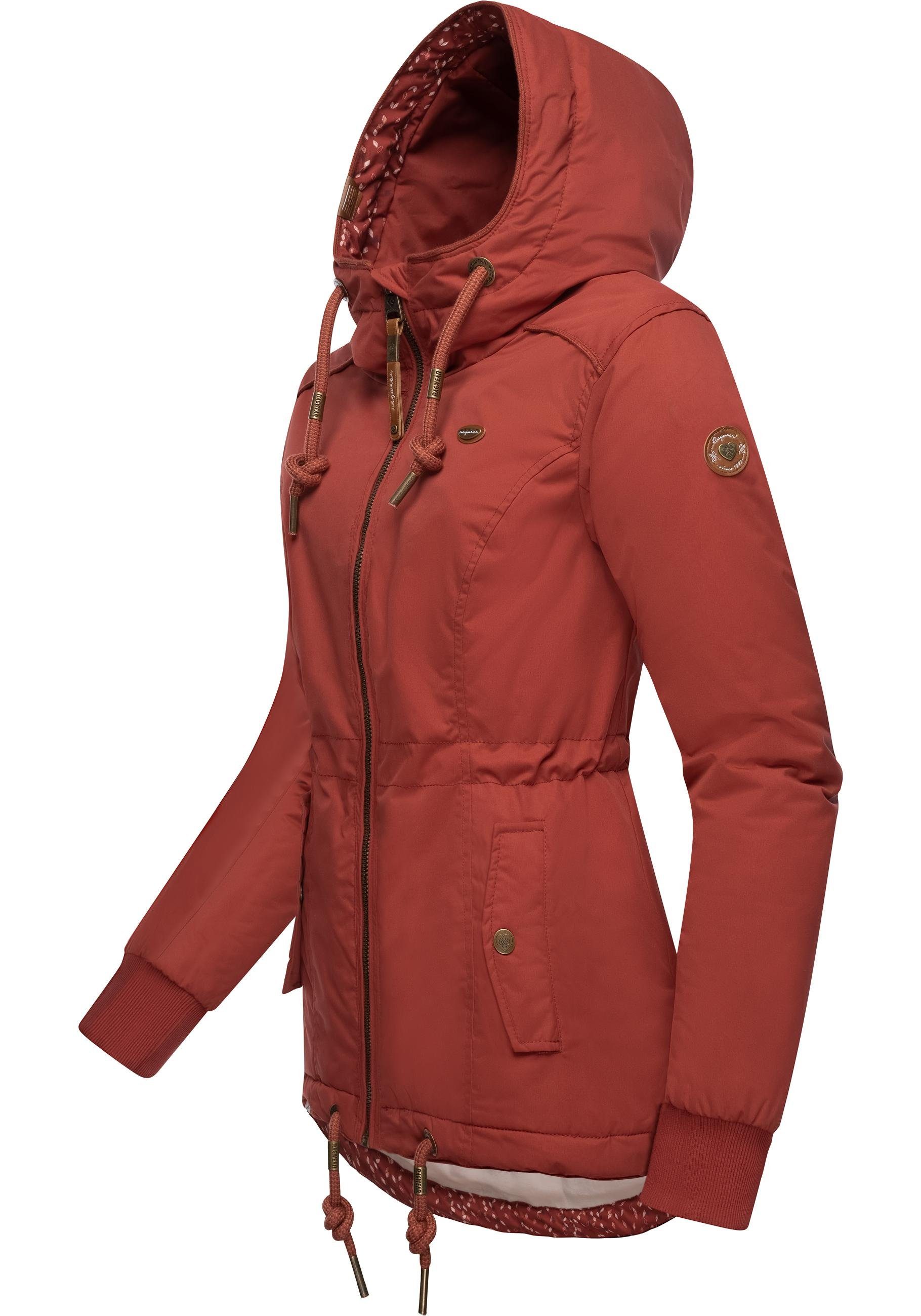 Ragwear Winterjacke mit Winter stylische feuerrot YM-Danka Kapuze Outdoorjacke