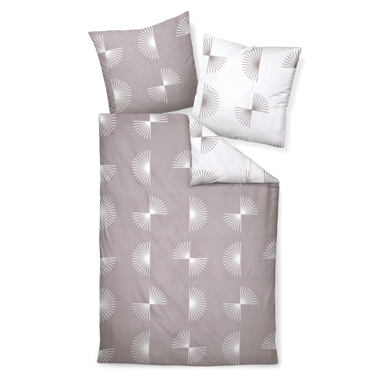 Janine Bettwäsche Bettwäsche Janine Mako Satin J.D. 87073-07 Grafisch grau weiß 135x200, Mako Satin, 2 teilig, Verpackung 100% Recycelbar