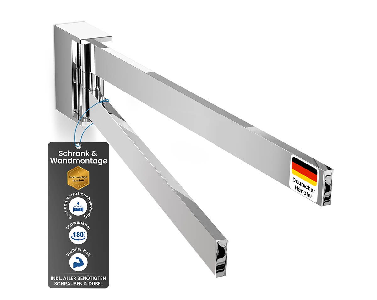 einfachgutemoebel Doppelhandtuchhalter Handtuchhalter Bath-O-Line schwenkbar 420mm 2-armig, chrom