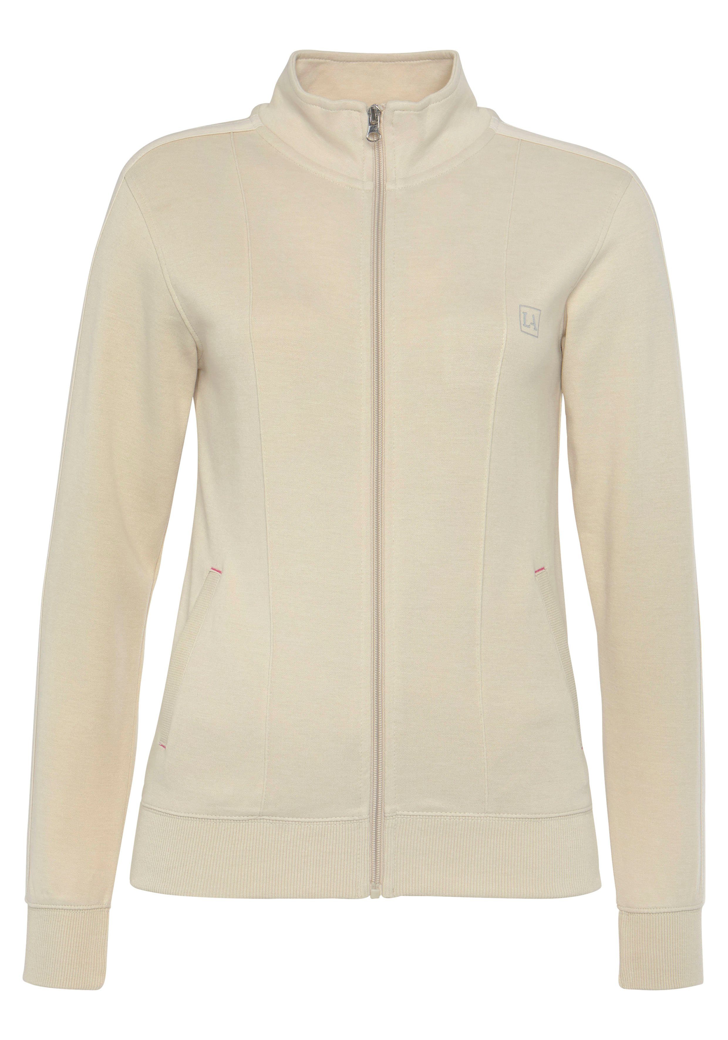 LASCANA ACTIVE Sweatjacke mit kontrastierendem Einsatz beige