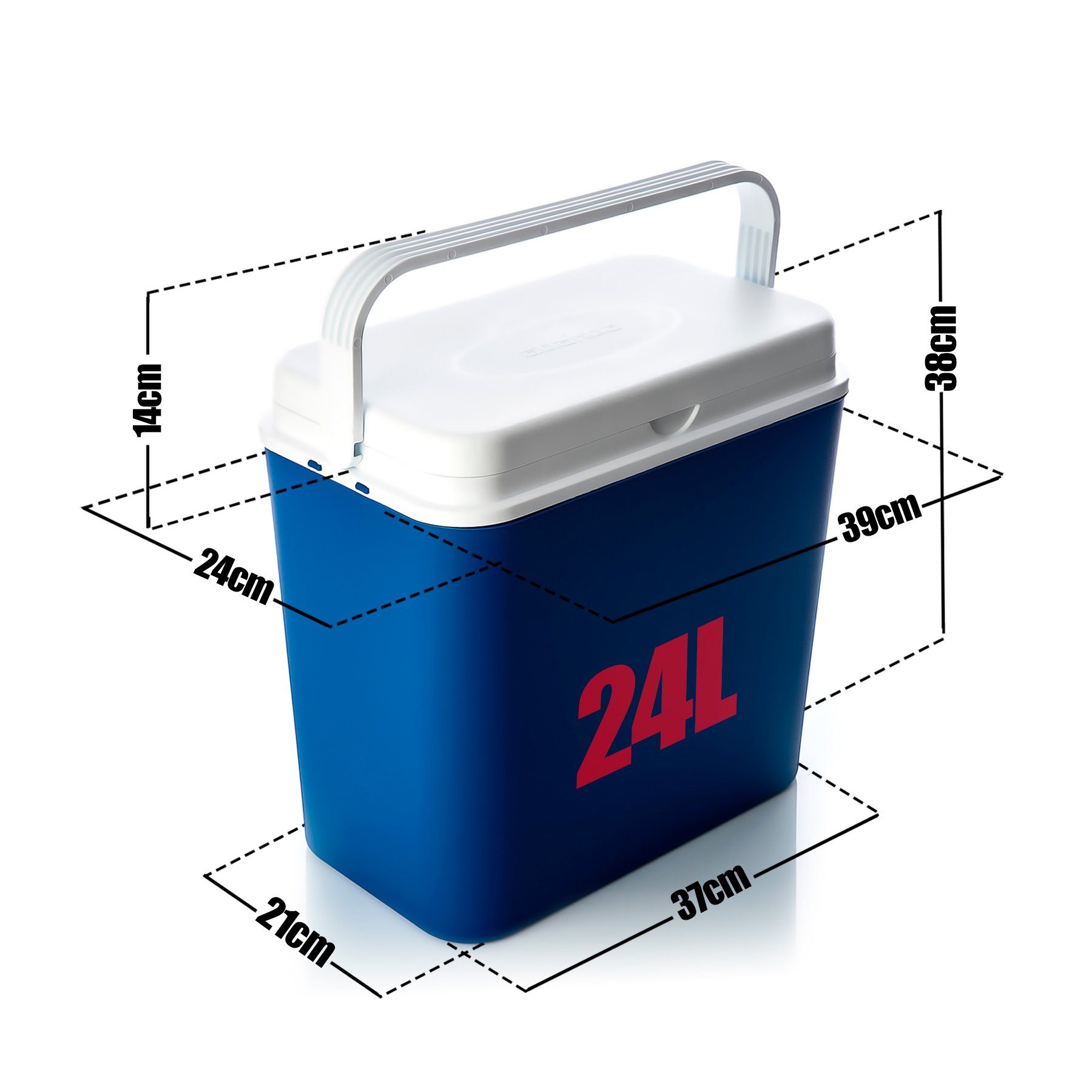 BigDean Thermobehälter Kühlbox 24 Liter blau/weiß bis zu 9 Std. Kühlung Kühltasche, PP-Kunststoff, (Packung, 1-tlg., Kühlbox), bis zu 14h kalt