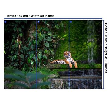 wandmotiv24 Fototapete Wald mit Tiger, Urwald, glatt, Wandtapete, Motivtapete, matt, Vliestapete