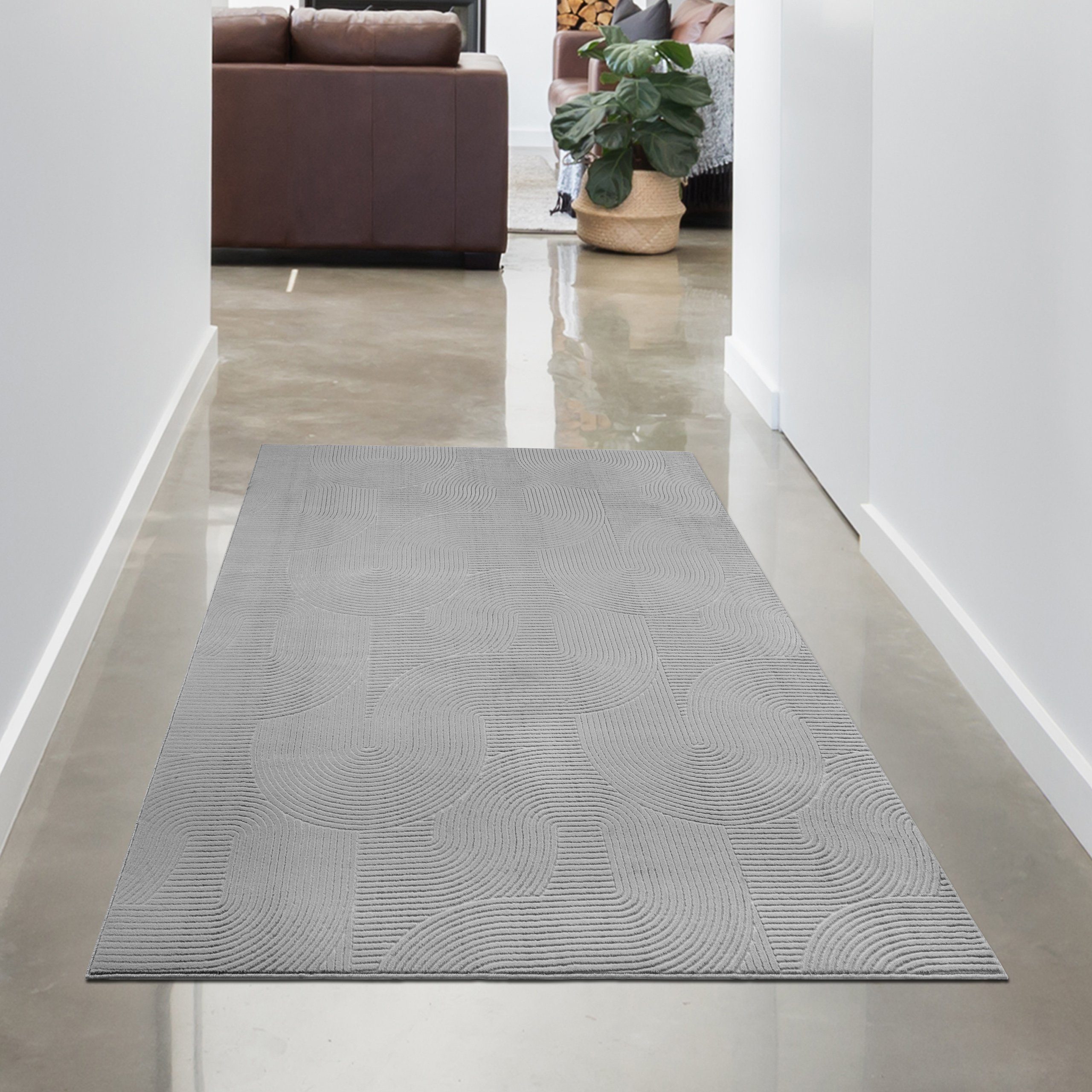 Carpetia Teppich Schöner warmer Teppich mit elegantem Linienmuster in grau, rechteckig, Höhe: 16 mm
