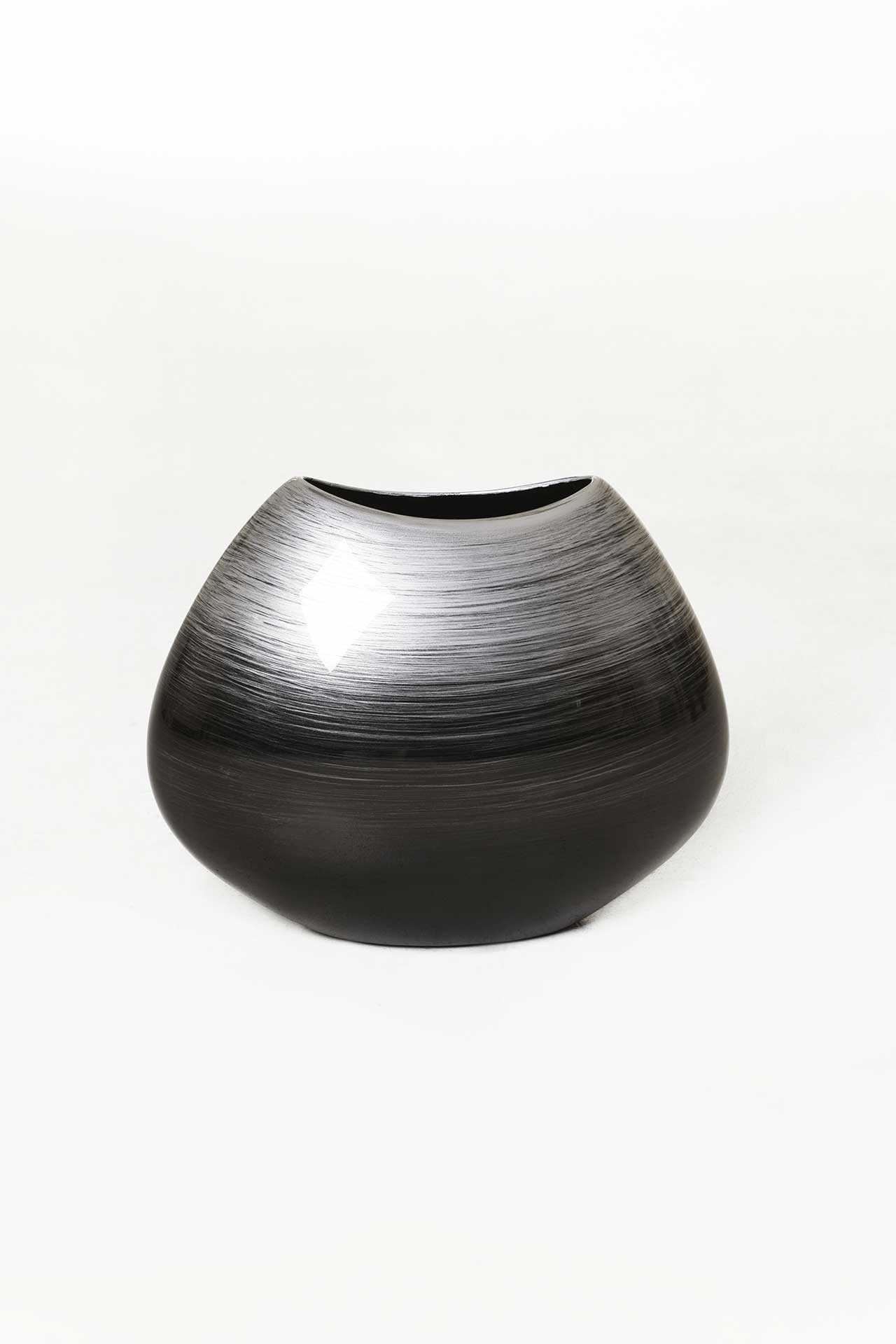 VIVANNO Bodenvase Fiberglas CAZU Rund - Spiralschwarz Hochglanz (1 St), 27x15x21 cm