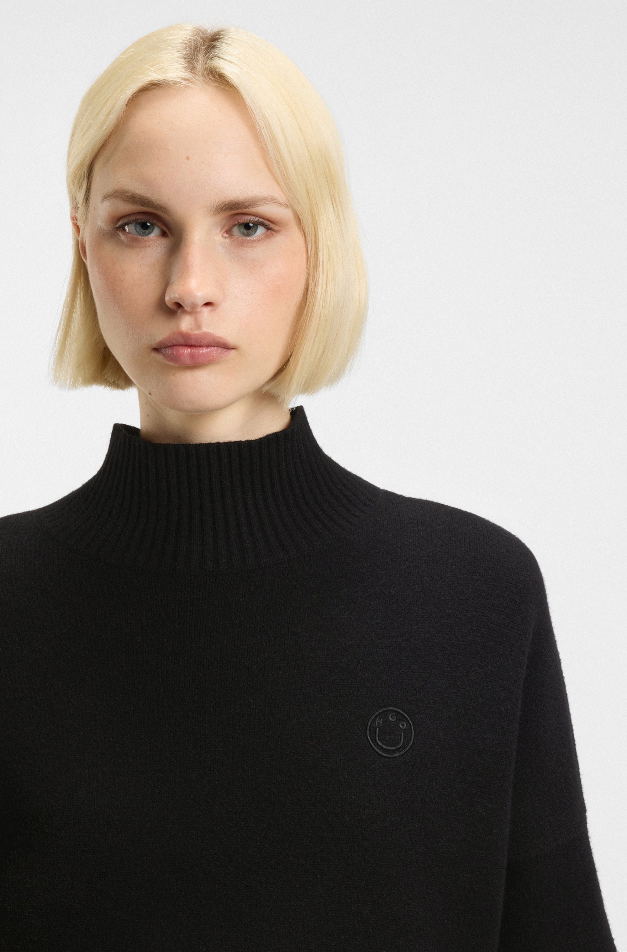 HUGO Blue Stehkragenpullover Sesty in Cropped-Länge, günstig online kaufen
