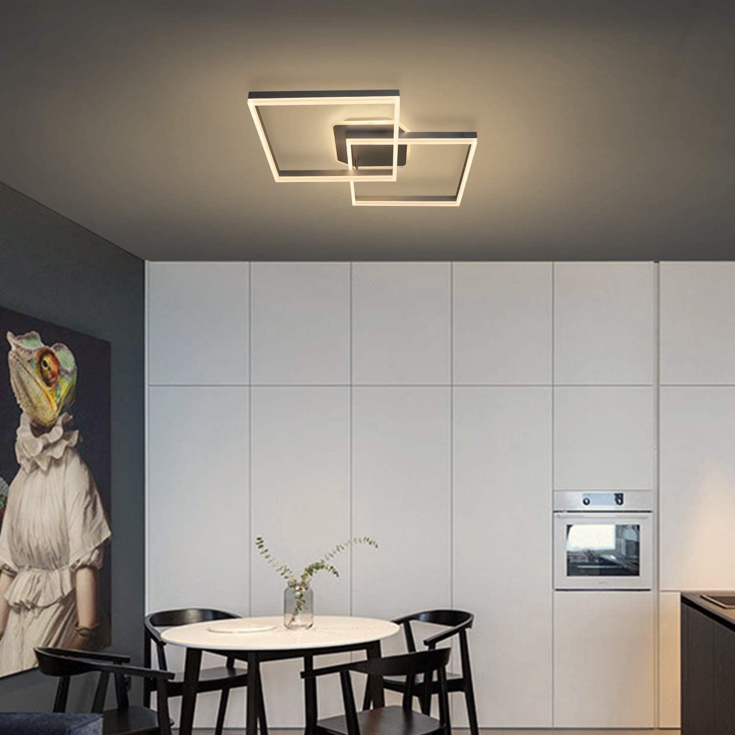 fest Wohnzimmer, Esszimmer LED Quadratisch integriert ZMH Deckenleuchte dimmbar Fernbedienung LED