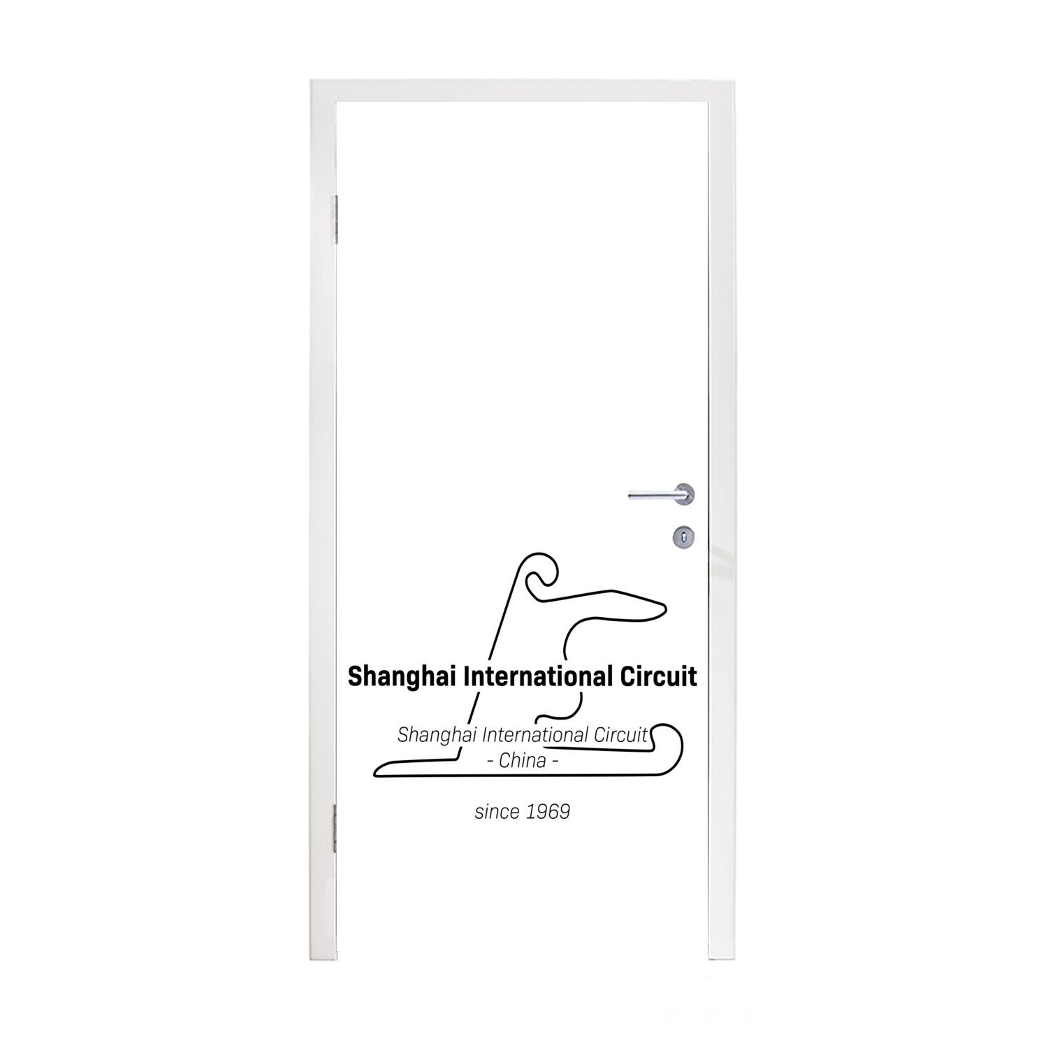 MuchoWow Türtapete Formel 1 - Shanghai - Rennstrecke, Matt, bedruckt, (1 St), Fototapete für Tür, Türaufkleber, 75x205 cm