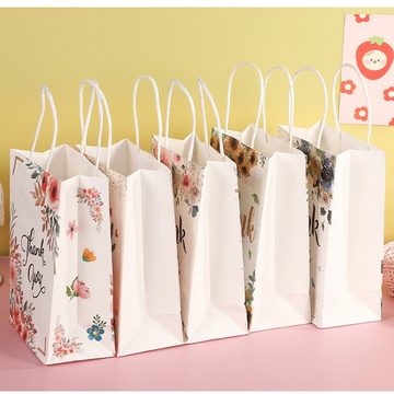 FIDDY Geschenkpapier 15 Stück Cartoon-Rosen-Dankestüten mit Griffen Papiertüten, Partygeschenke, geeignet für Hochzeiten, Partygeschenke.