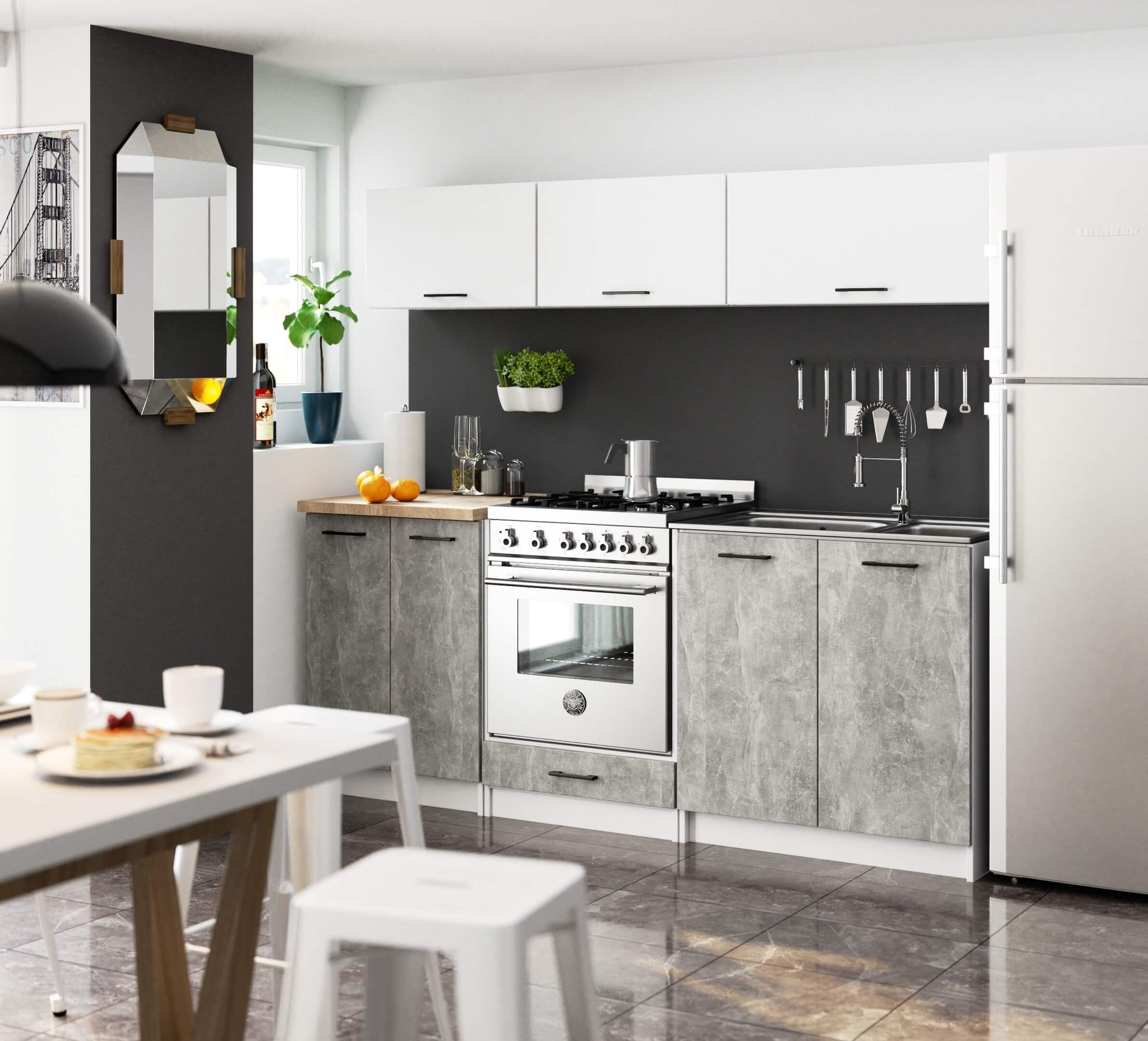 Raumhirsch Furniture Küchenzeile Modulare Küche im Set - Elegante Küchenzeile - Küchenblock, Maße 200 x 174 x 46 cm - Hochwertig & stabil