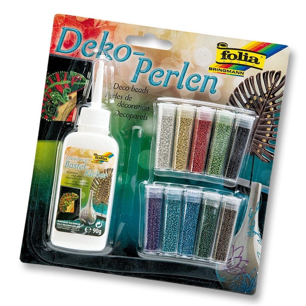 Folia Max Bringmann KG Bastelperlen folia Dekoperlen Set inkl. Deko-Kleber 90g