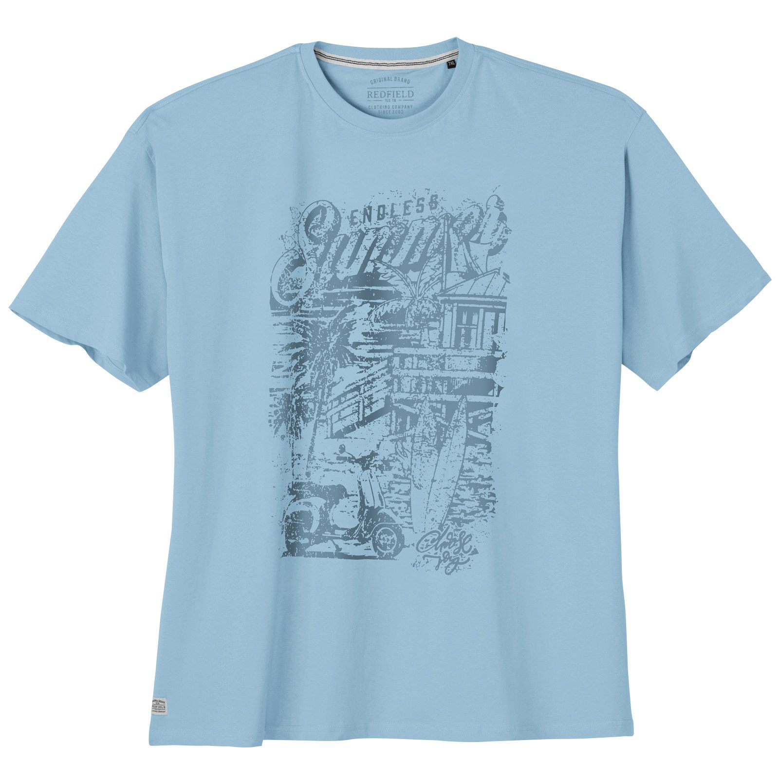 Print-Shirt Redfield Übergrößen T-Shirt Summer Print hellblau
