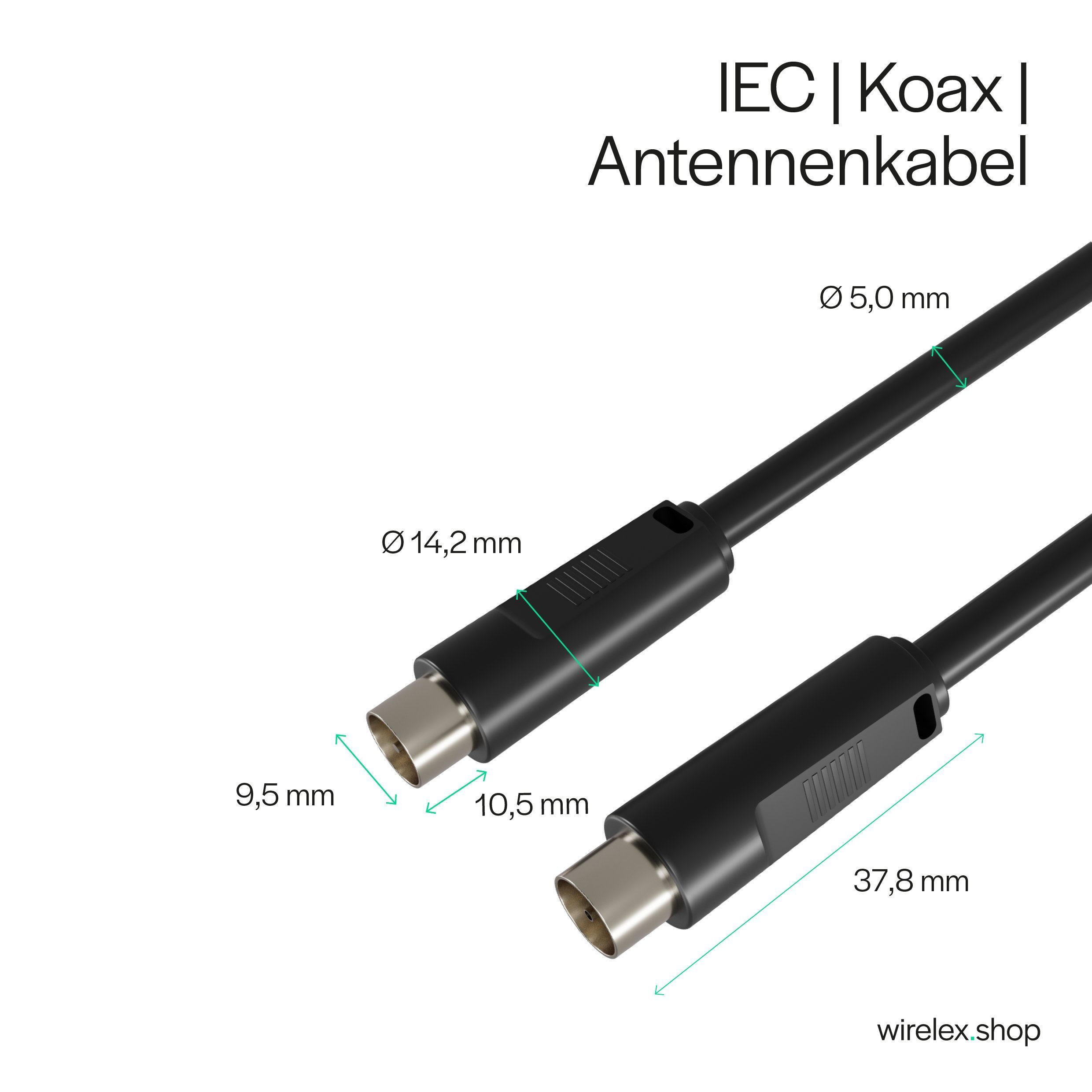 100 CE Antennenkabel, geschirmt, dB Kabelbude.eu > - BZT Schwarz Koax-Kabelverbinder 100%