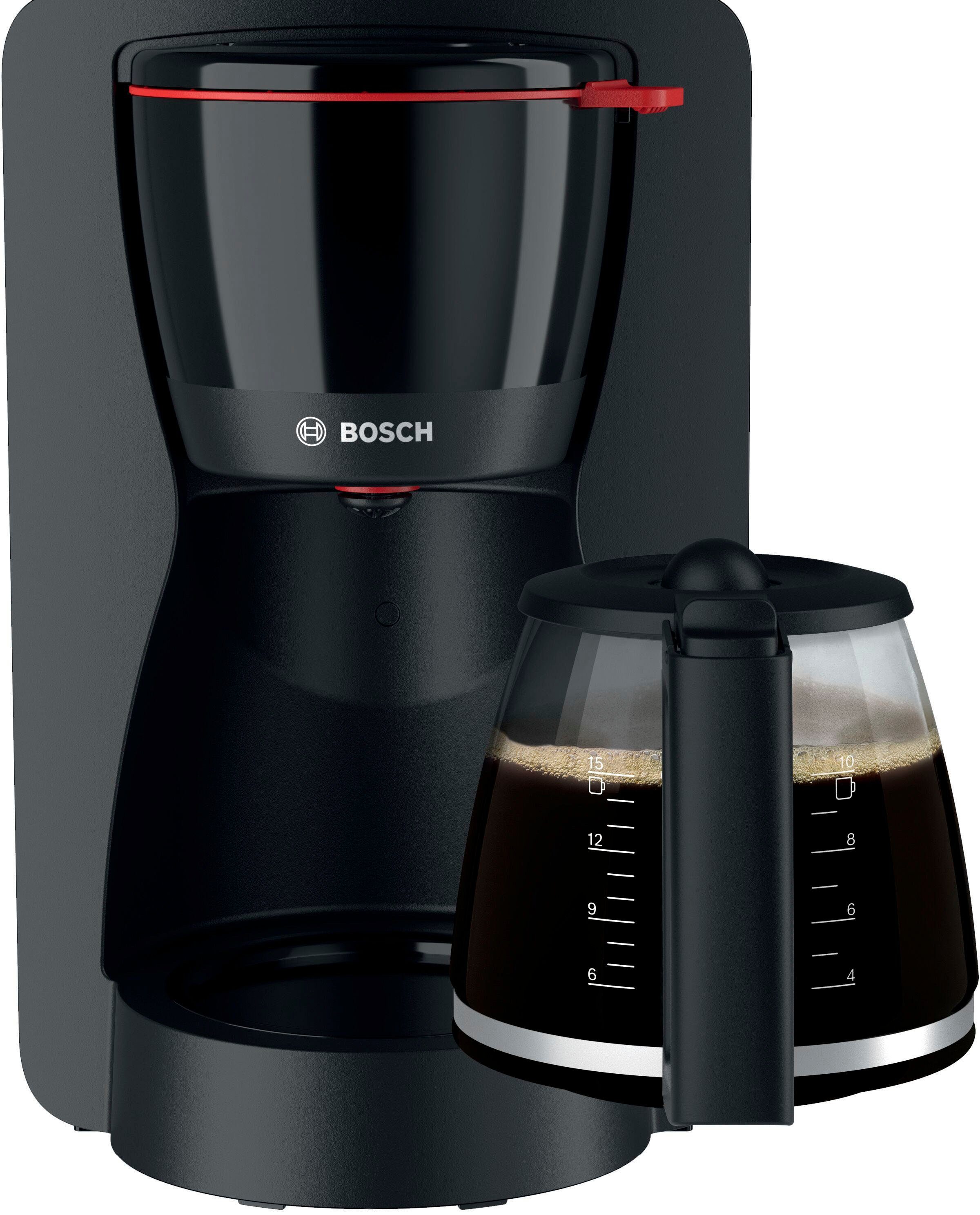 BOSCH Filterkaffeemaschine MyMoment TKA2M113, 1,25l Kaffeekanne, Papierfilter 1x4, für 10-15 Tassen, Glaskanne, 40min Warmhaltefunktion, 1200 W
