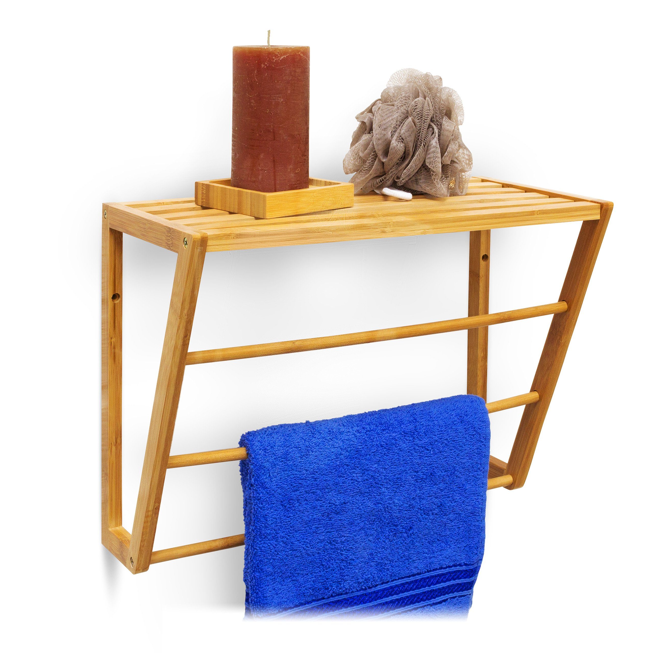 relaxdays Handtuchregal Wandhandtuchhalter Bambus mit Ablage günstig online kaufen