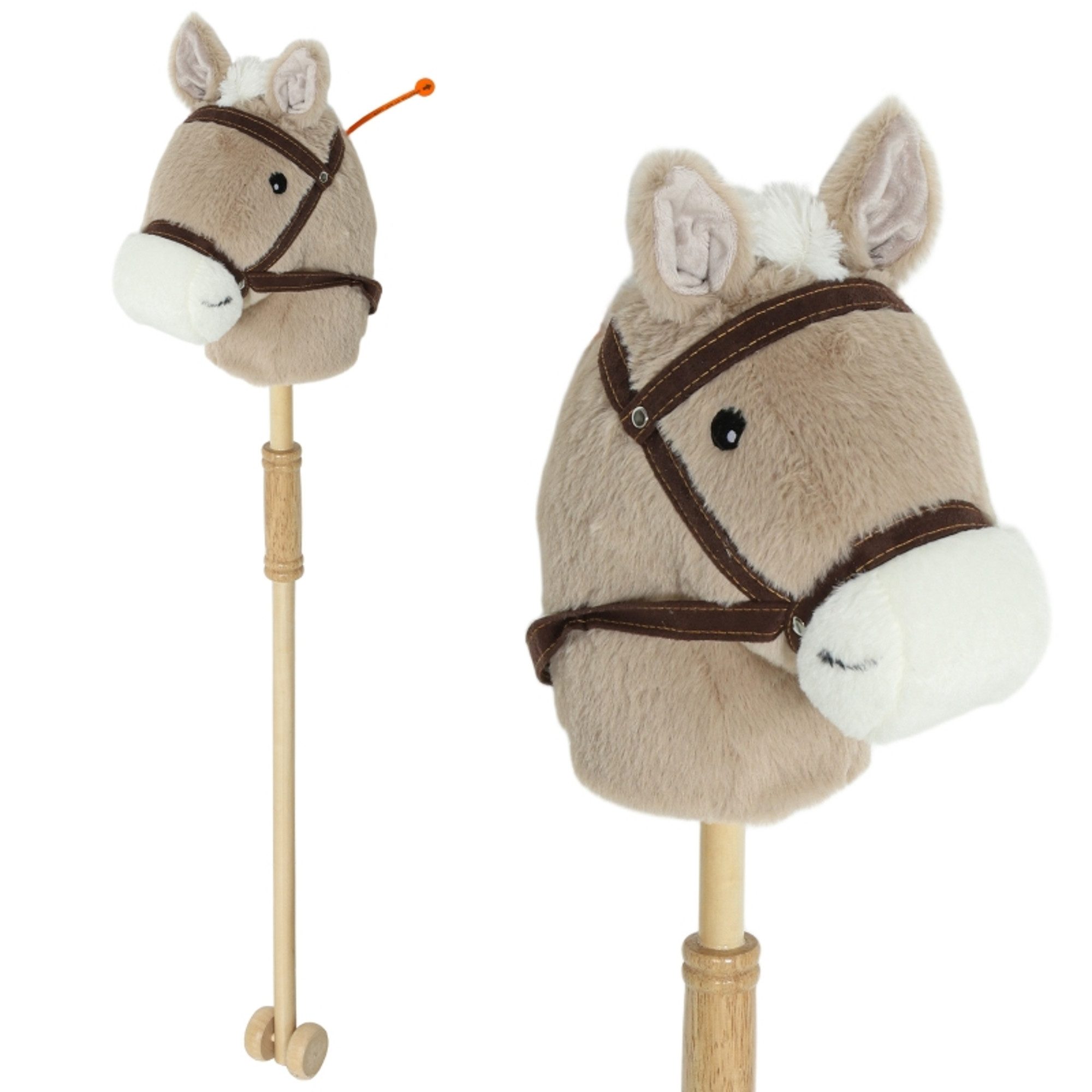 MC Star Steckenpferd Kinder Steckenpferde mit Sound, Rolle, Stockpferd zum Reiten, (für Kinder 24+ Monate, Grau)