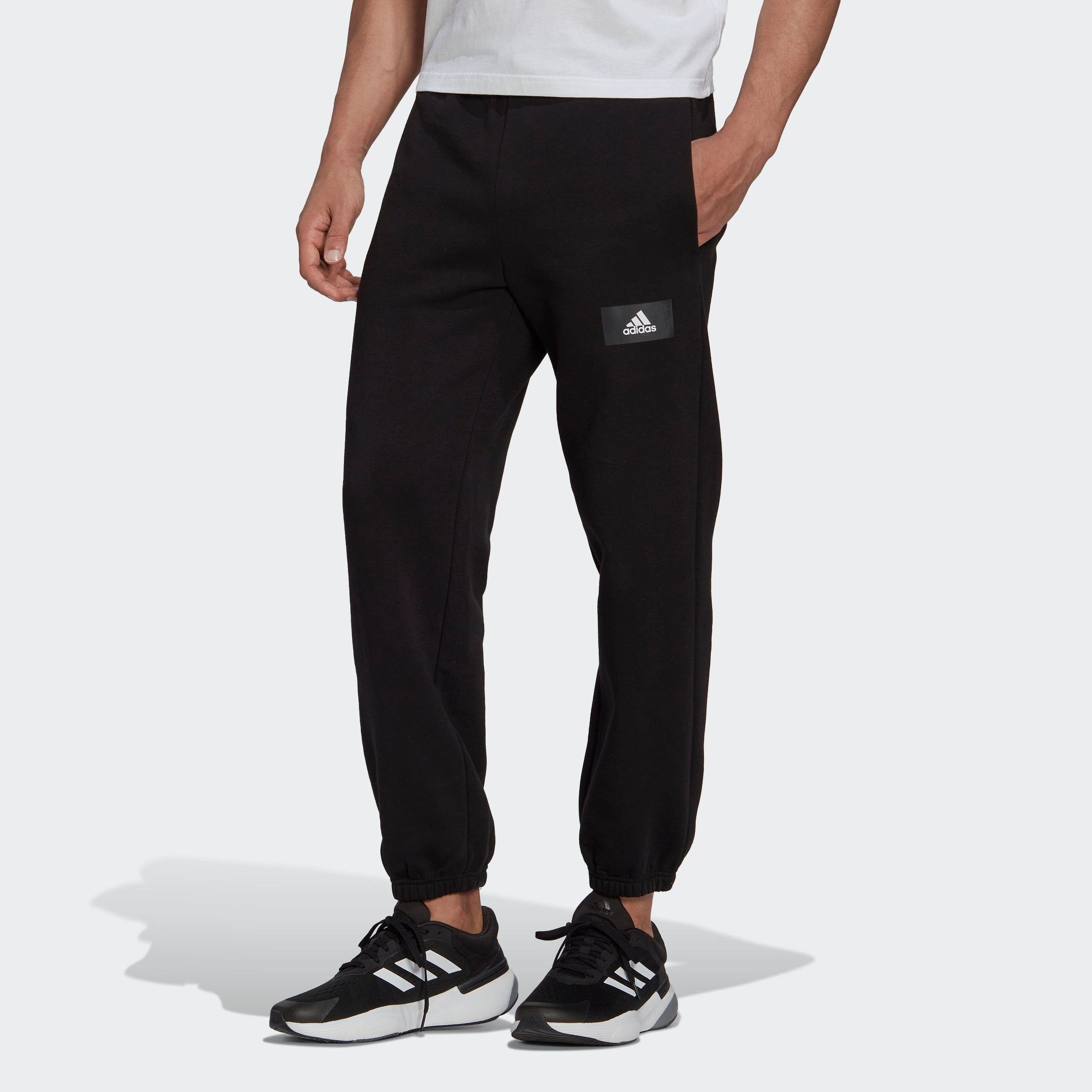 adidas Sportswear Jogginghose ESSENTIALS FEELVIVID COTTON FLEECE STRAIGHT LEG (1-tlg) BLACK