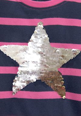KIDSWORLD Langarmshirt für kleine Mädchen mit appliziertem Stern aus Wendepailletten